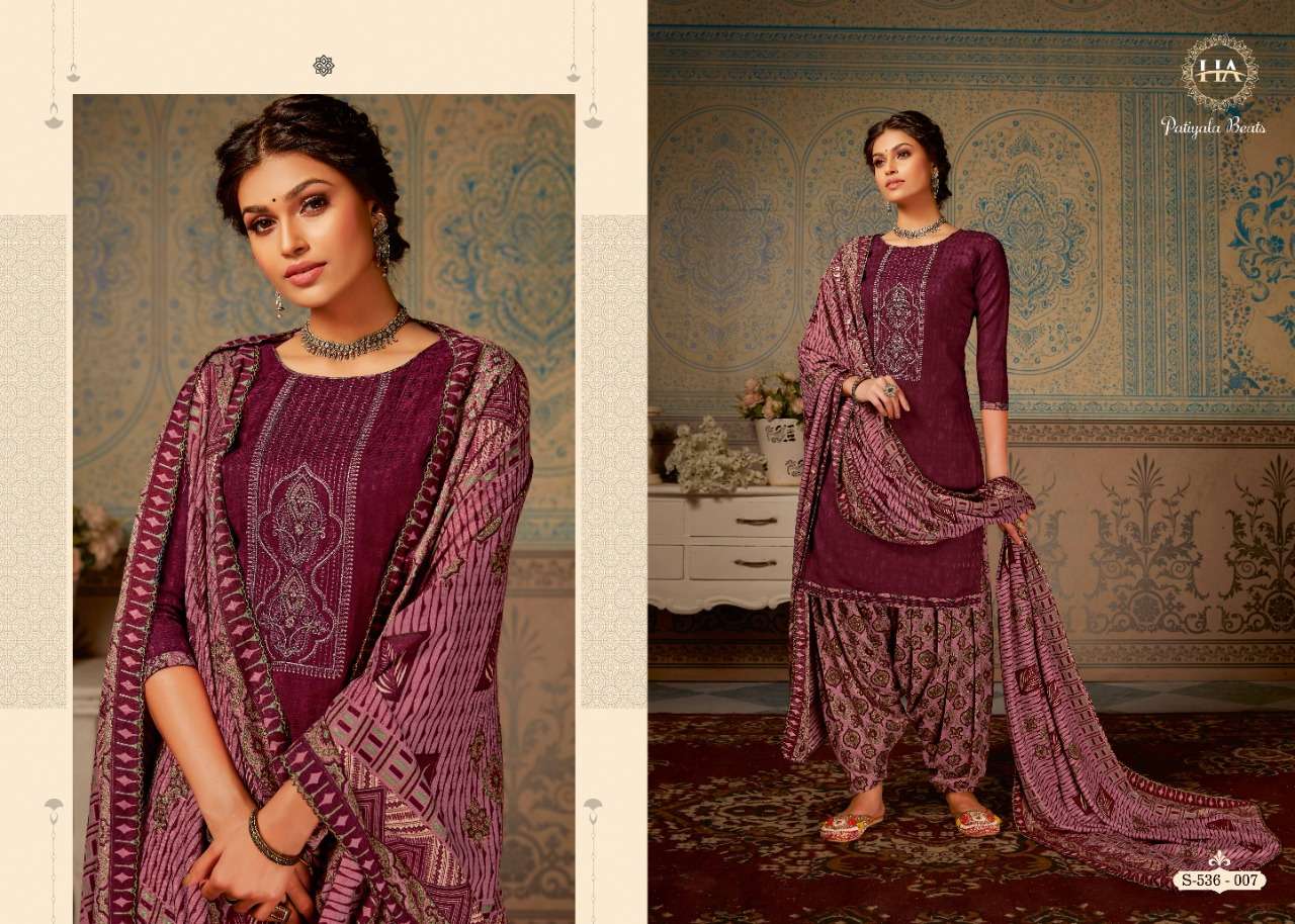 PATIYALA BEATS BY HARSHIT FASHION HUB 536-001 TO 536-010 SERIES DESIGNER FESTIVE SUITS COLLECTION BEAUTIFUL STYLISH FANCY COLORFUL PARTY WEAR & OCCASIONAL WEAR PURE PASHMINA EMBROIDERED DRESSES AT WHOLESALE PRICE
