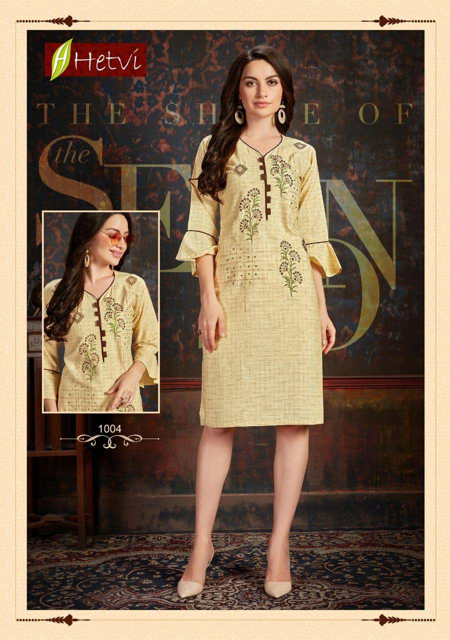 SUHAANI BY HETVI 1001 TO 1008 SERIES BEAUTIFUL STYLISH FANCY COLORFUL CASUAL WEAR & ETHNIC WEAR & READY TO WEAR RAYON PRINTED KURTIS AT WHOLESALE PRICE