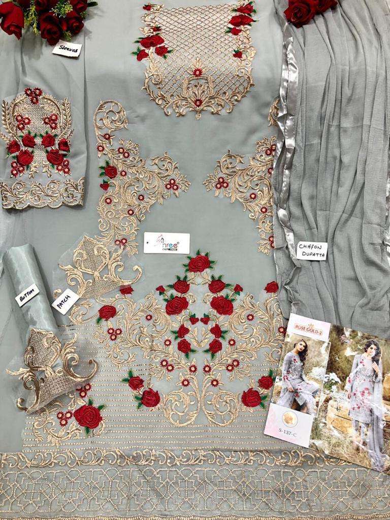 SHREE FABS HIT DESIGN S-137 COLOURS BY SHREE FABS 137-A TO 137-E SERIES Z PAKISTANI SUITS BEAUTIFUL FANCY COLORFUL STYLISH PARTY WEAR & OCCASIONAL WEAR GEORGETTE EMBROIDERED DRESSES AT WHOLESALE PRICE