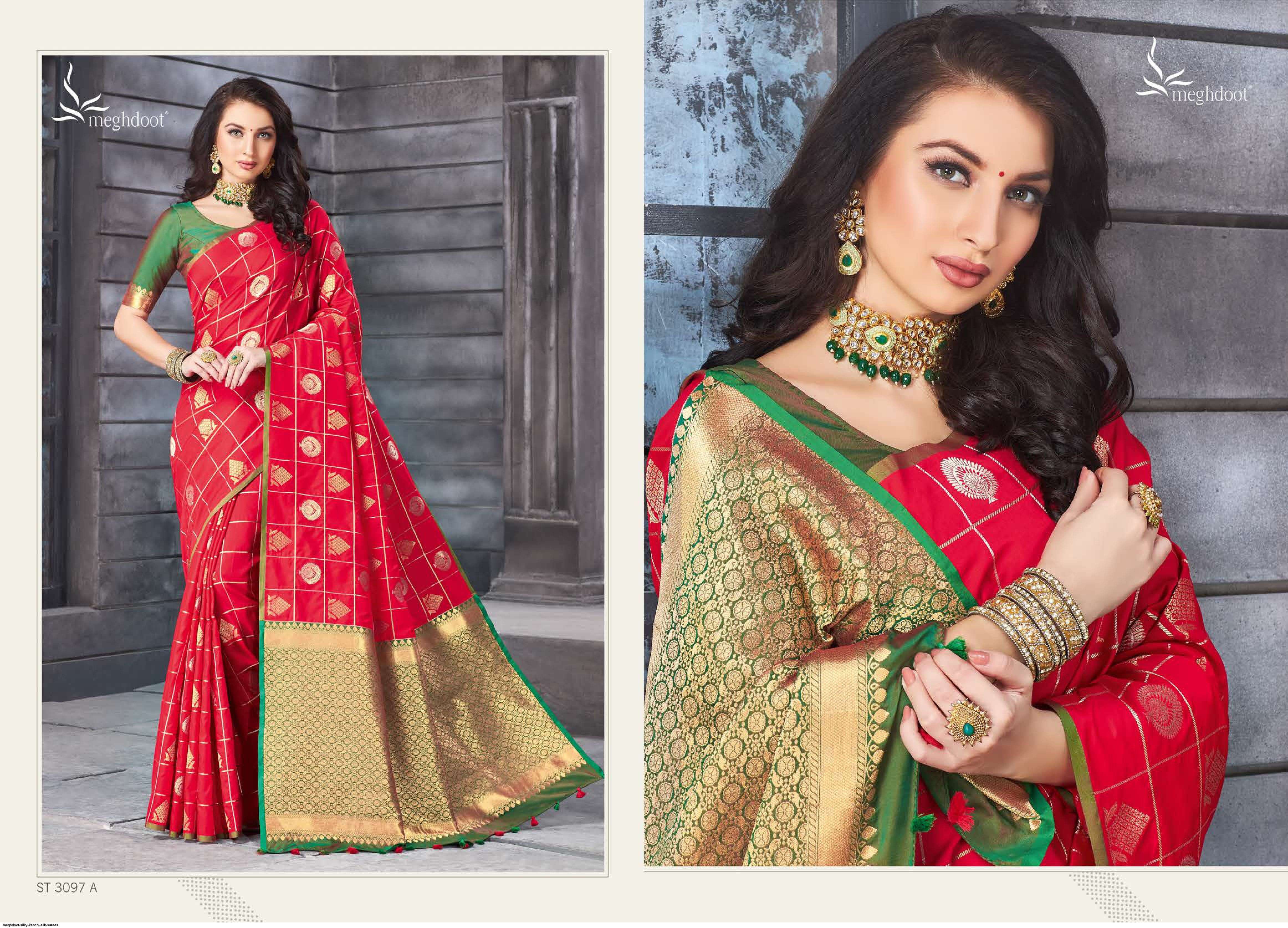 SILKY BY MOGHDOOT INDIAN TRADITIONAL WEAR COLLECTION BEAUTIFUL STYLISH FANCY COLORFUL PARTY WEAR & OCCASIONAL WEAR KANCHI SILK SAREES AT WHOLESALE PRICE