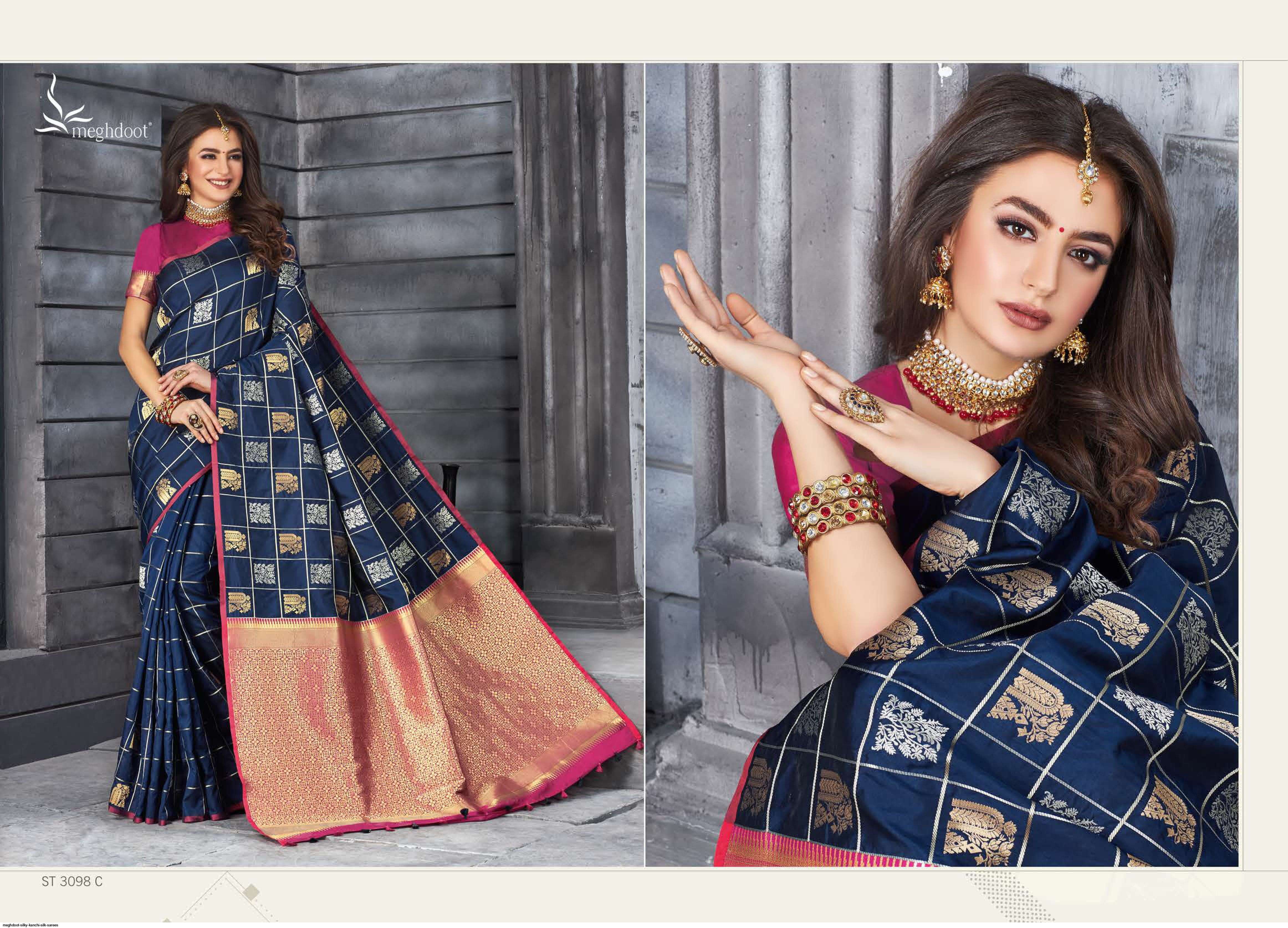 SILKY BY MOGHDOOT INDIAN TRADITIONAL WEAR COLLECTION BEAUTIFUL STYLISH FANCY COLORFUL PARTY WEAR & OCCASIONAL WEAR KANCHI SILK SAREES AT WHOLESALE PRICE