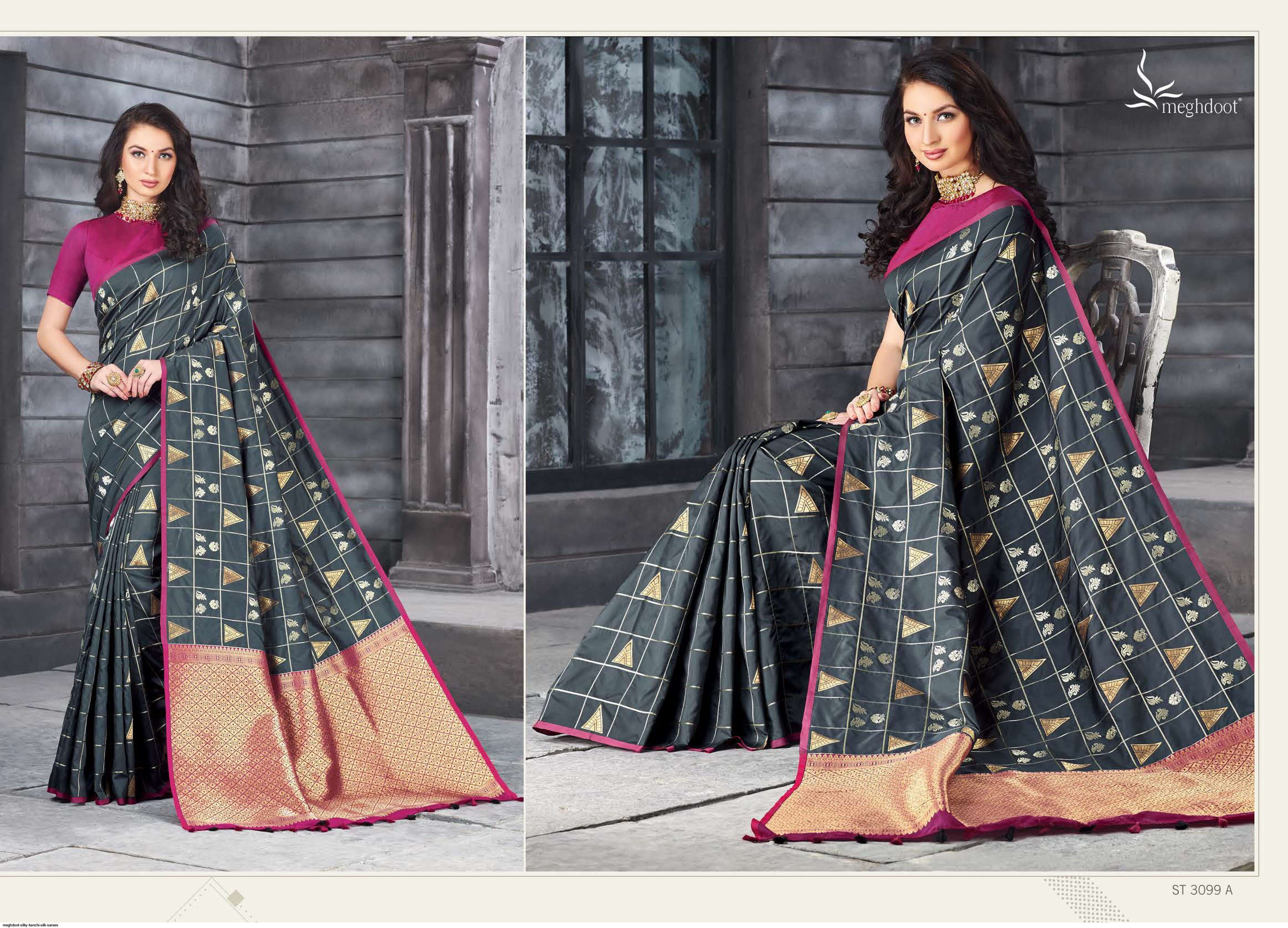 SILKY BY MOGHDOOT INDIAN TRADITIONAL WEAR COLLECTION BEAUTIFUL STYLISH FANCY COLORFUL PARTY WEAR & OCCASIONAL WEAR KANCHI SILK SAREES AT WHOLESALE PRICE