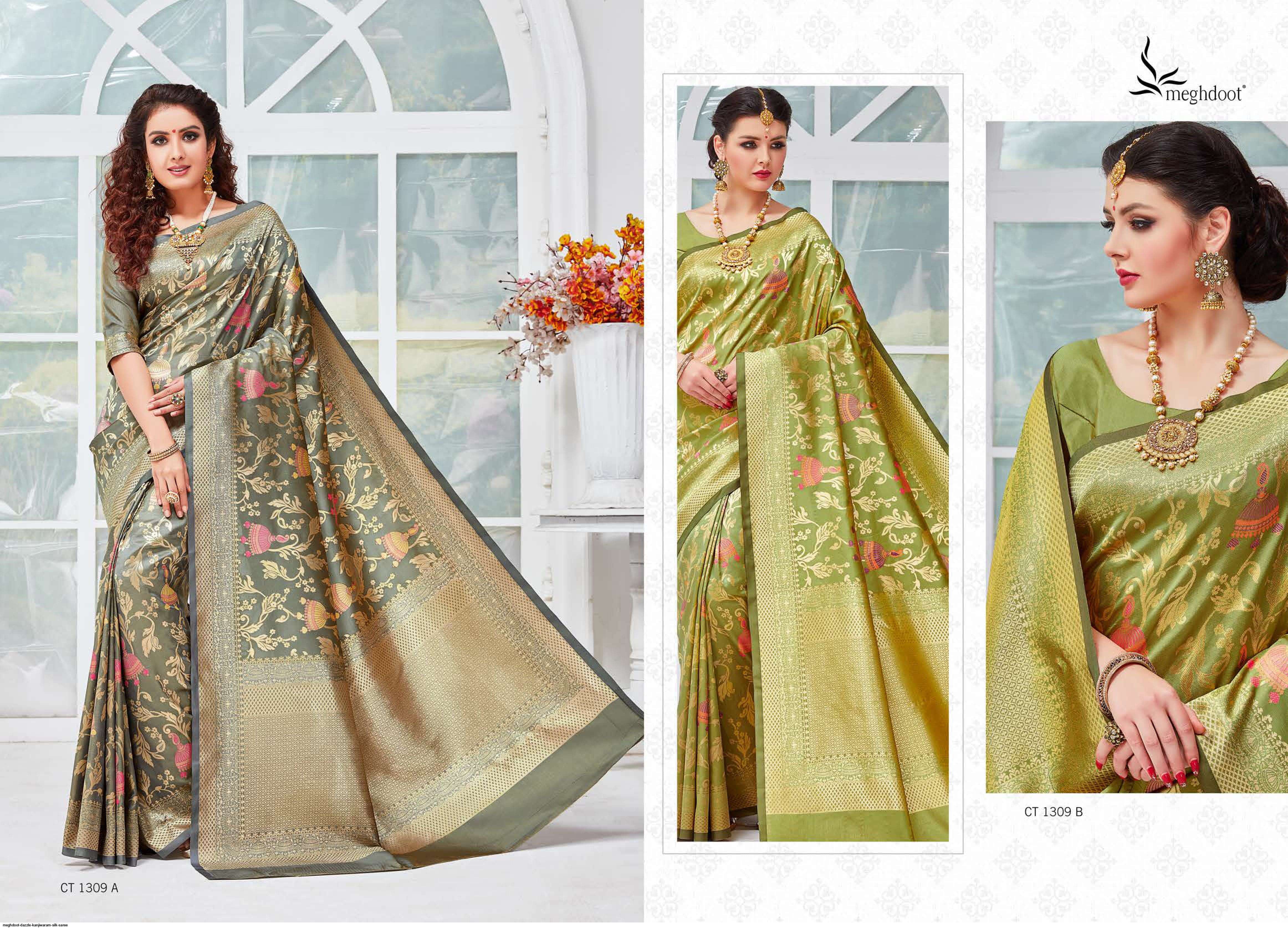 DAZZLE BY MOGHDOOT INDIAN TRADITIONAL WEAR COLLECTION BEAUTIFUL STYLISH FANCY COLORFUL PARTY WEAR & OCCASIONAL WEAR KANJIWARAM SILK SAREES AT WHOLESALE PRICE