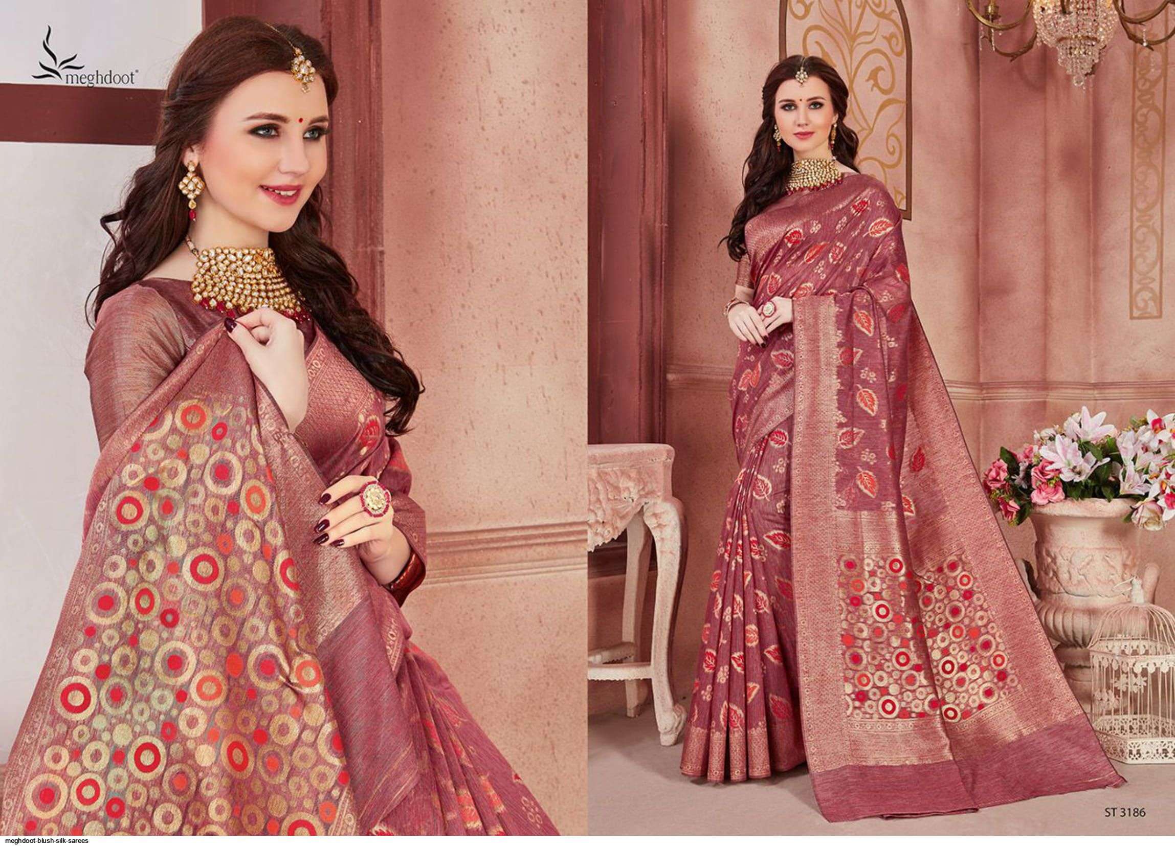 BLUSH BY MOGHDOOT INDIAN TRADITIONAL WEAR COLLECTION BEAUTIFUL STYLISH FANCY COLORFUL PARTY WEAR & OCCASIONAL WEAR JUTE SILK SAREES AT WHOLESALE PRICE