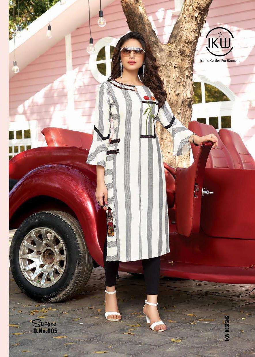 STRIPES VOL-2 BY IKW 001 TO 007 SERIES STYLISH FANCY BEAUTIFUL COLORFUL CASUAL WEAR & ETHNIC WEAR HEAVY RAYON KURTIS AT WHOLESALE PRICE