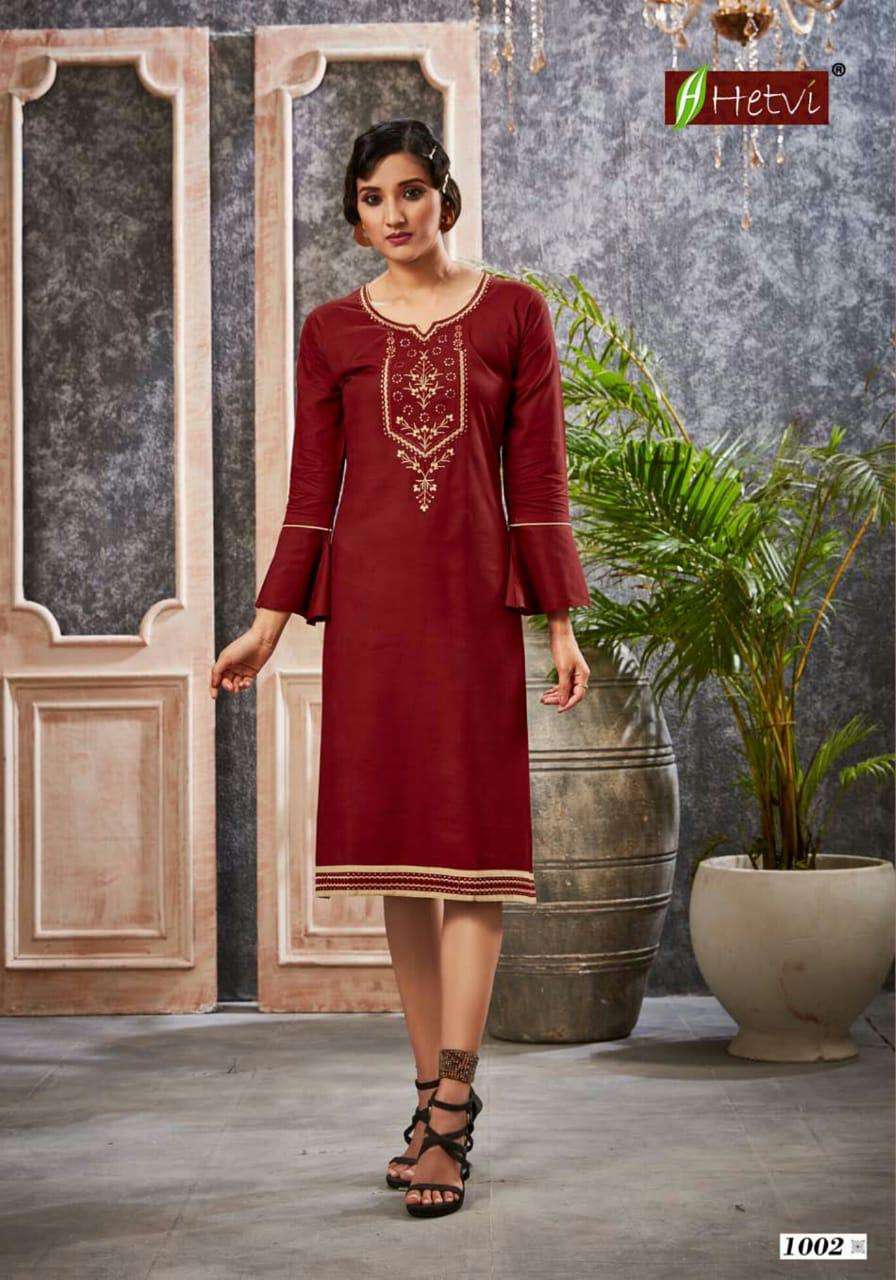 GLOSSY BY HETVI 1001 TO 1006 SERIES STYLISH FANCY BEAUTIFUL COLORFUL CASUAL WEAR & ETHNIC WEAR VISCOSE SLUB KURTIS AT WHOLESALE PRICE