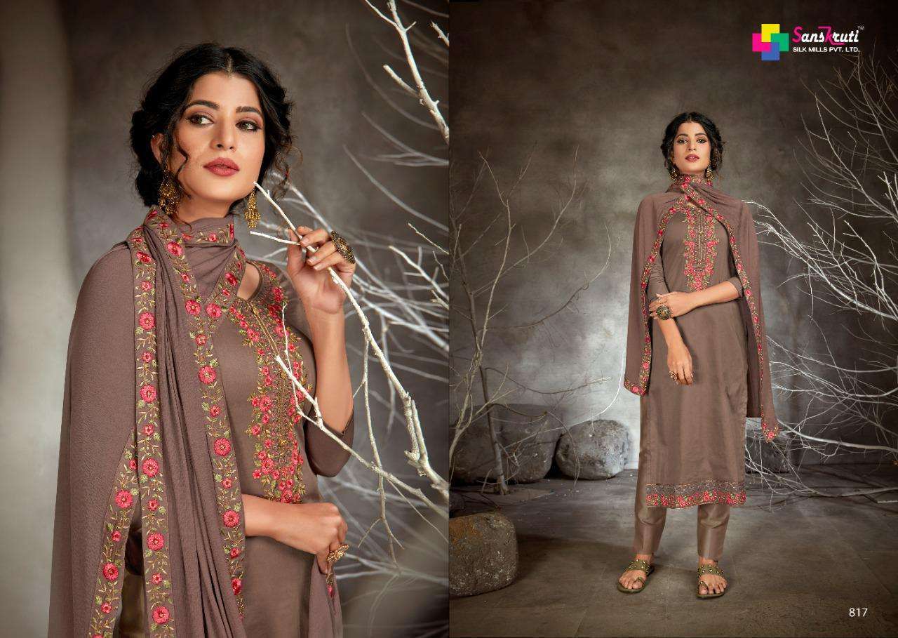 KISHAN VOL-5 BY SANSKRUTI SILK MILLS 813 TO 818 SERIES SUITS BEAUTIFUL FANCY COLORFUL STYLISH PARTY WEAR & OCCASIONAL WEAR JAM SILK EMBROIDERED DRESSES AT WHOLESALE PRICE