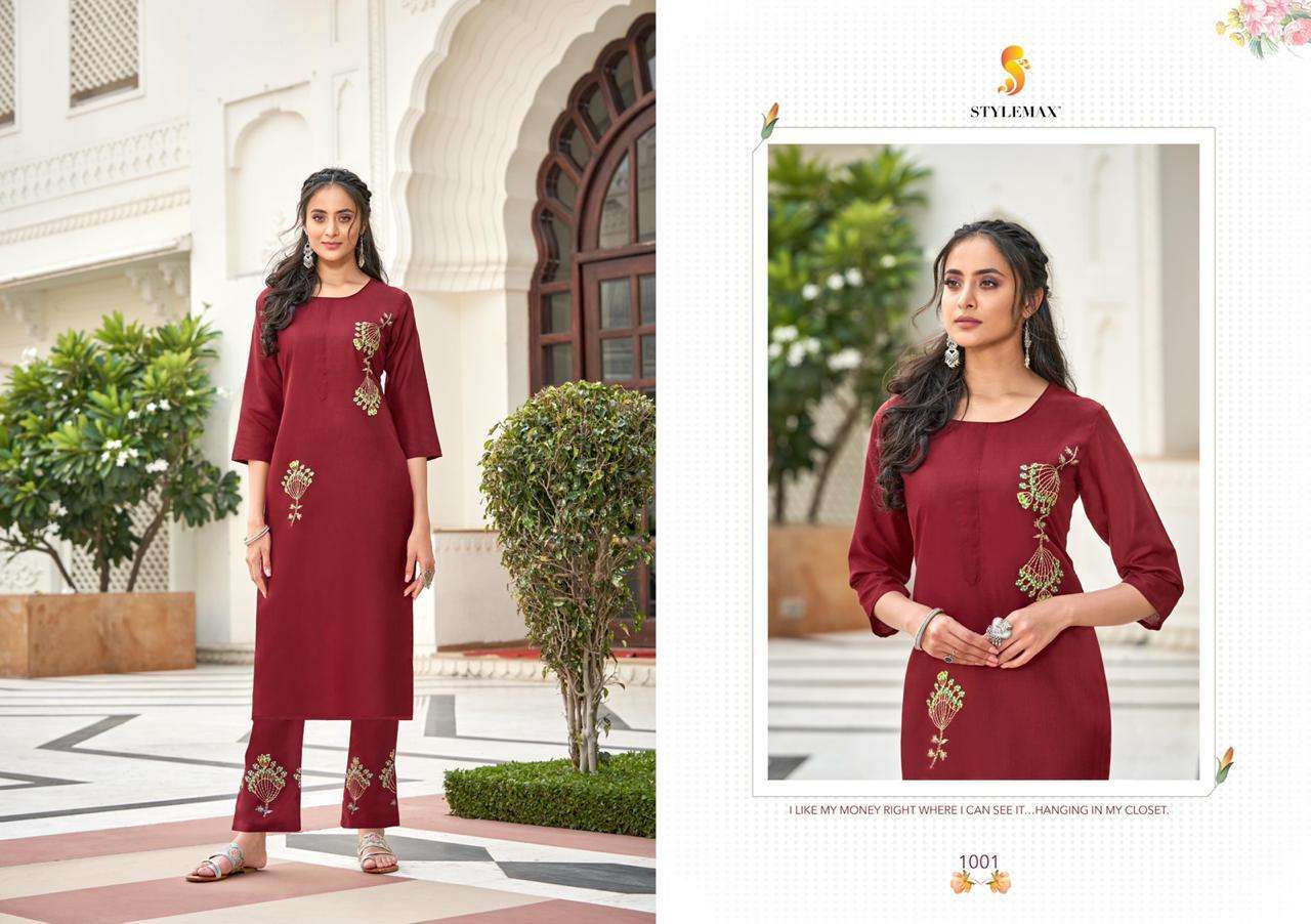 ANANYA VOL-3 BY STYLEMAX 71 TO 79 SERIES STYLISH FANCY BEAUTIFUL COLORFUL CASUAL WEAR & ETHNIC WEAR RUBY SLUB EMBROIDERED KURTIS WITH BOTTOM AT WHOLESALE PRICE