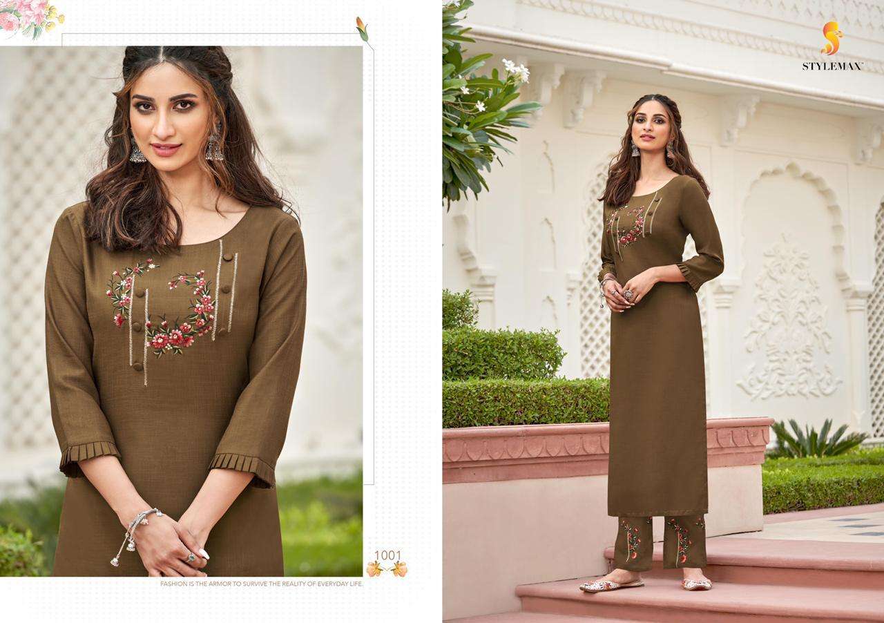 ANANYA VOL-3 BY STYLEMAX 71 TO 79 SERIES STYLISH FANCY BEAUTIFUL COLORFUL CASUAL WEAR & ETHNIC WEAR RUBY SLUB EMBROIDERED KURTIS WITH BOTTOM AT WHOLESALE PRICE