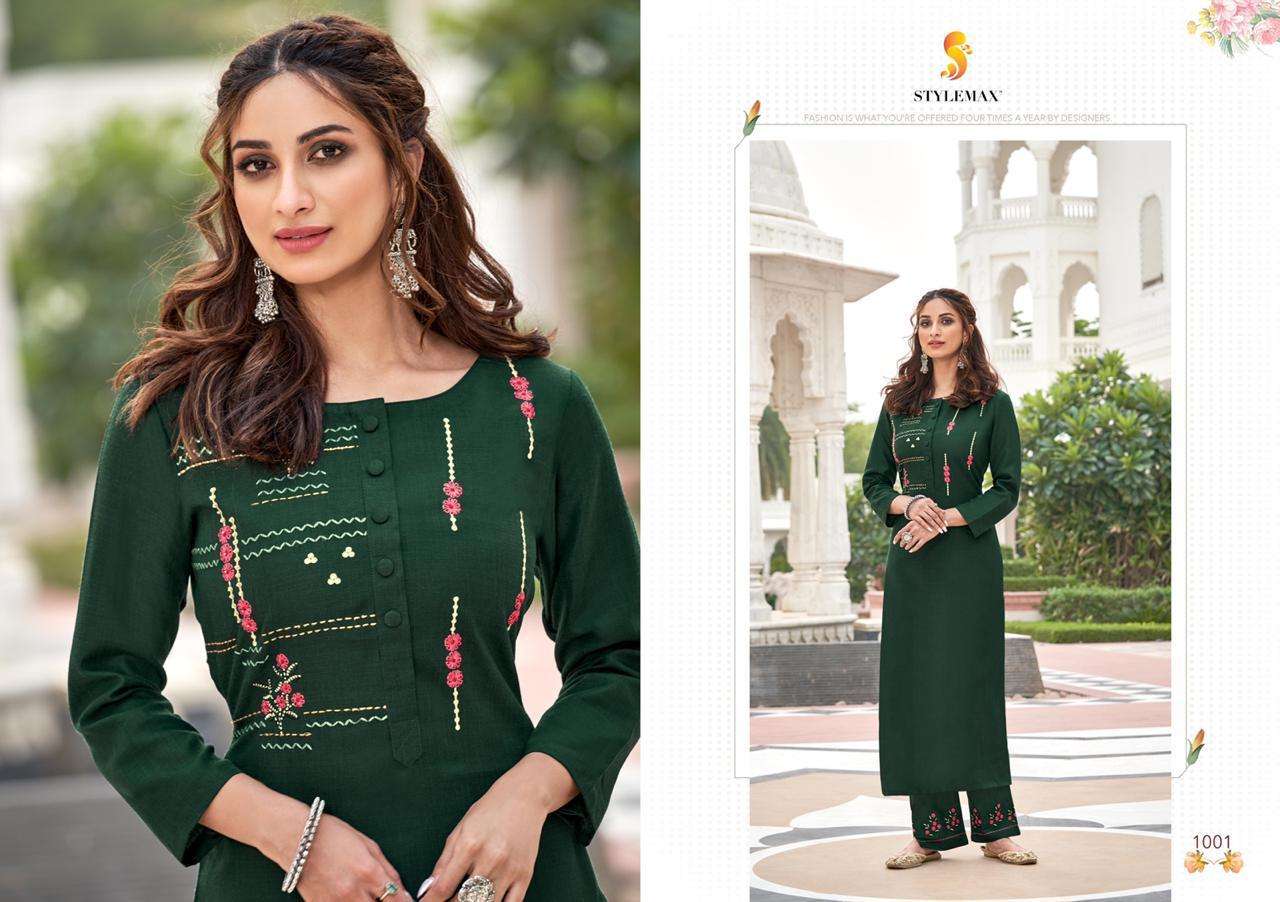 ANANYA VOL-3 BY STYLEMAX 71 TO 79 SERIES STYLISH FANCY BEAUTIFUL COLORFUL CASUAL WEAR & ETHNIC WEAR RUBY SLUB EMBROIDERED KURTIS WITH BOTTOM AT WHOLESALE PRICE