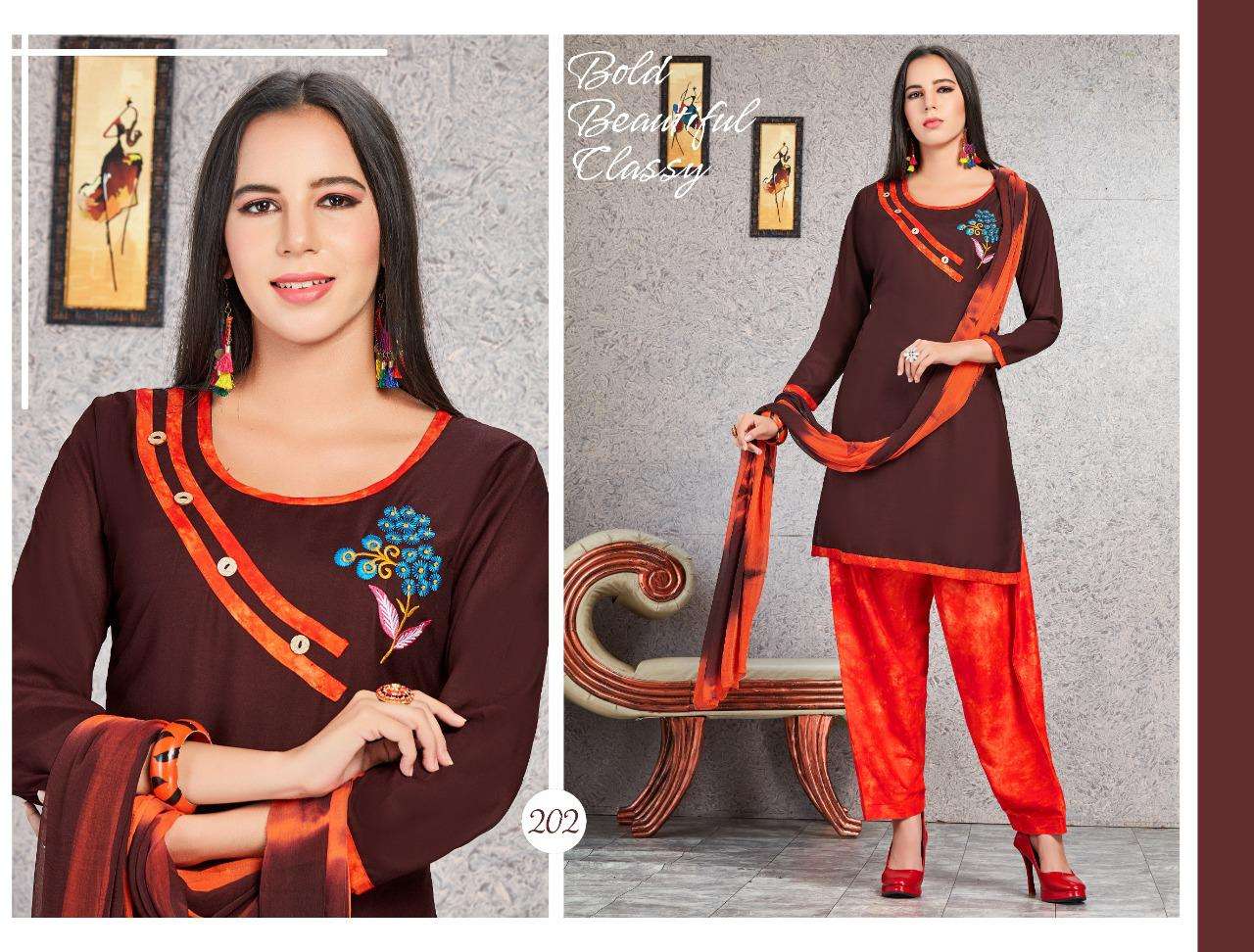 LAGAN BY TRENDY 201 TO 206 SERIES BEAUTIFUL STYLISH FANCY COLORFUL CASUAL WEAR & ETHNIC WEAR & READY TO WEAR RAYON PLAIN DRESSES AT WHOLESALE PRICE