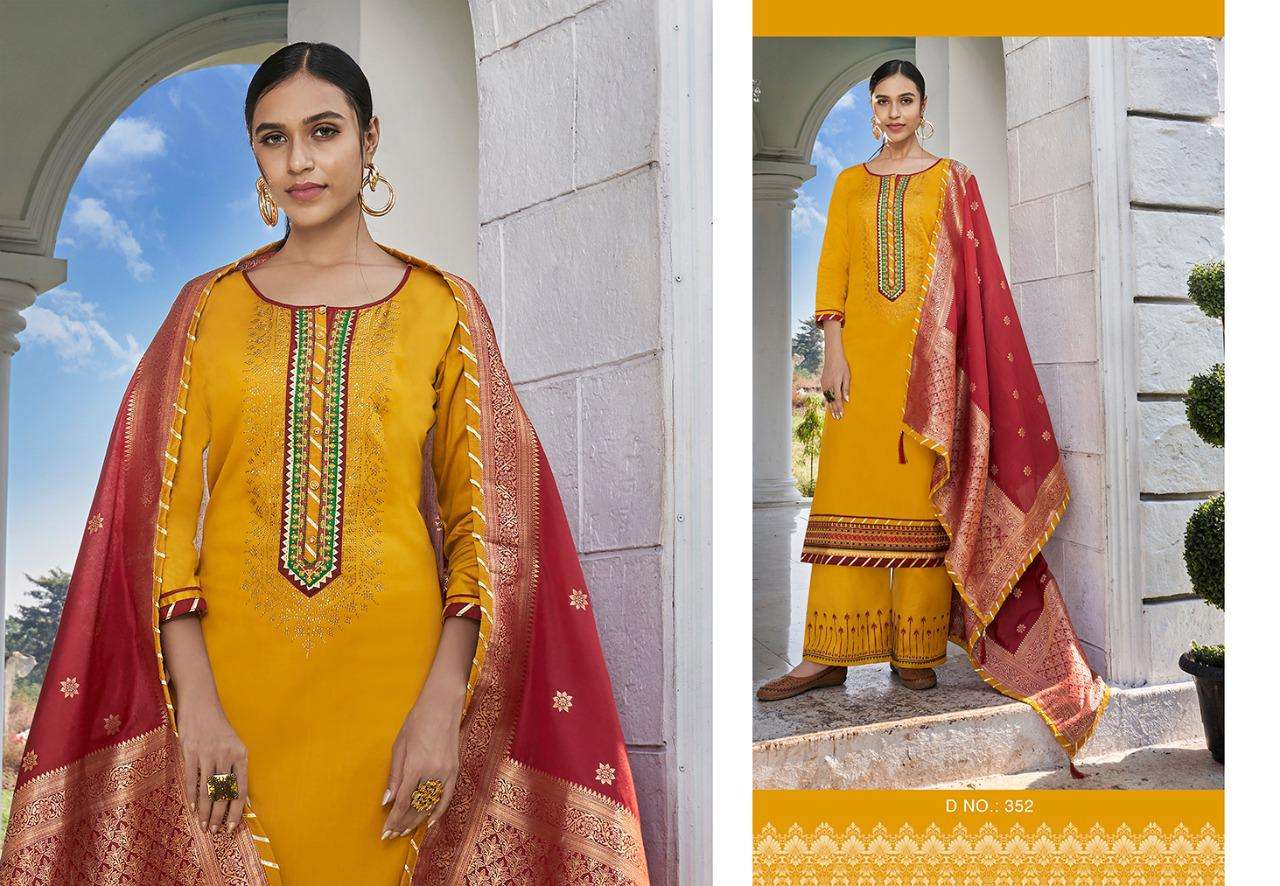 KASTURI VOL-4 BY TRIPLE 351 TO 356 SERIES BEAUTIFUL STYLISH FANCY COLORFUL CASUAL WEAR & ETHNIC WEAR & READY TO WEAR JAM SILK DRESSES AT WHOLESALE PRICE