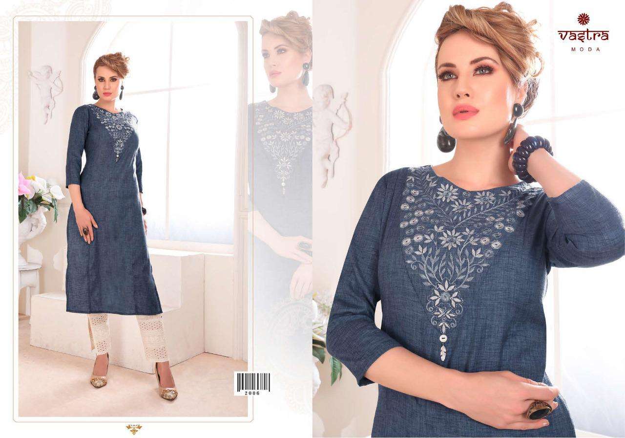 PEARL VOL-1 BY VASTRA MODA 2001 TO 2008 SERIES BEAUTIFUL STYLISH FANCY COLORFUL CASUAL WEAR & ETHNIC WEAR & READY TO WEAR COTTON BLENDED EMBROIDERED KURTIS AT WHOLESALE PRICE