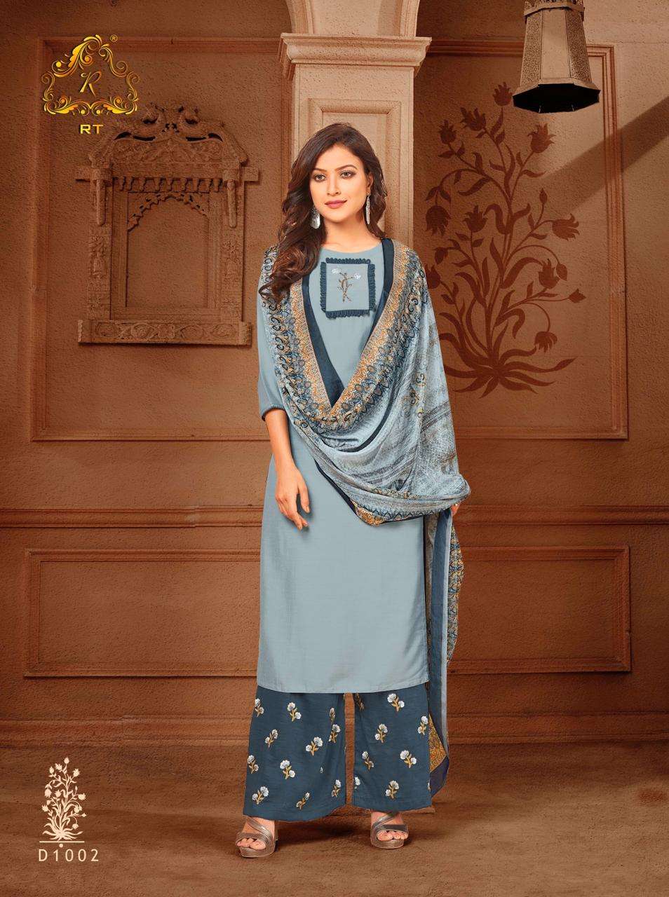 SURILI BY RT 1001 TO 1005 SERIES BEAUTIFUL SUITS STYLISH FANCY COLORFUL CASUAL WEAR & ETHNIC WEAR CHINNON SLUB WITH EMBROIDERY DRESSES AT WHOLESALE PRICE