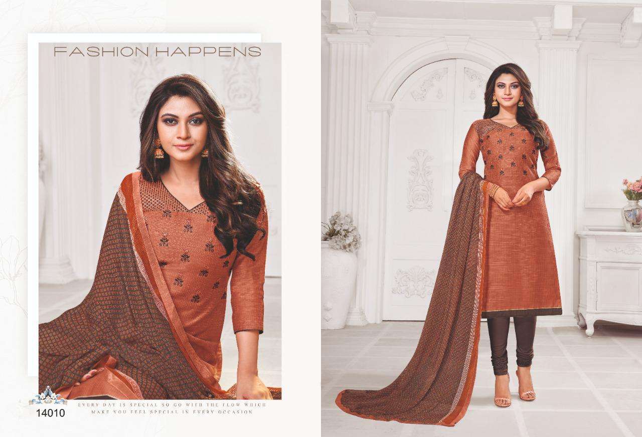AUTOGRAPH VOL-14 BY SHAGUN LIFESTYLE 14001 TO 14012 SERIES BEAUTIFUL SUITS STYLISH FANCY COLORFUL CASUAL WEAR & ETHNIC WEAR SLUB LININGS WITH EMBROIDERED DRESSES  AT WHOLESALE PRICE