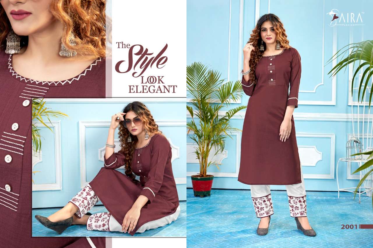 LIVAS VOL-2 BY SAIRA FASHION 2001 TO 2006 SERIES BEAUTIFUL STYLISH FANCY COLORFUL CASUAL WEAR & ETHNIC WEAR & READY TO WEAR SLUB COTTON WITH BOTTOM EMBROIDERED KURTIS AT WHOLESALE PRICE