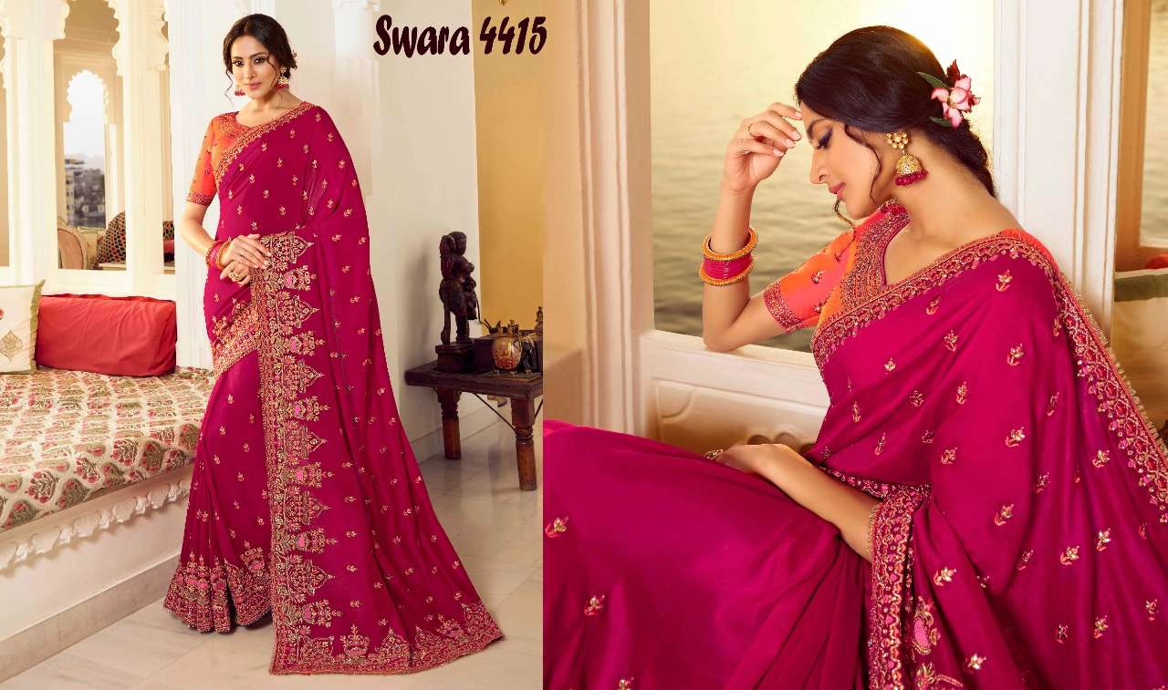 SWARA VOl-5 BY VRITIKA 4411 TO 4416 SERIES INDIAN TRADITIONAL WEAR COLLECTION BEAUTIFUL STYLISH FANCY COLORFUL PARTY WEAR & OCCASIONAL WEAR FANCY SAREES AT WHOLESALE PRICE