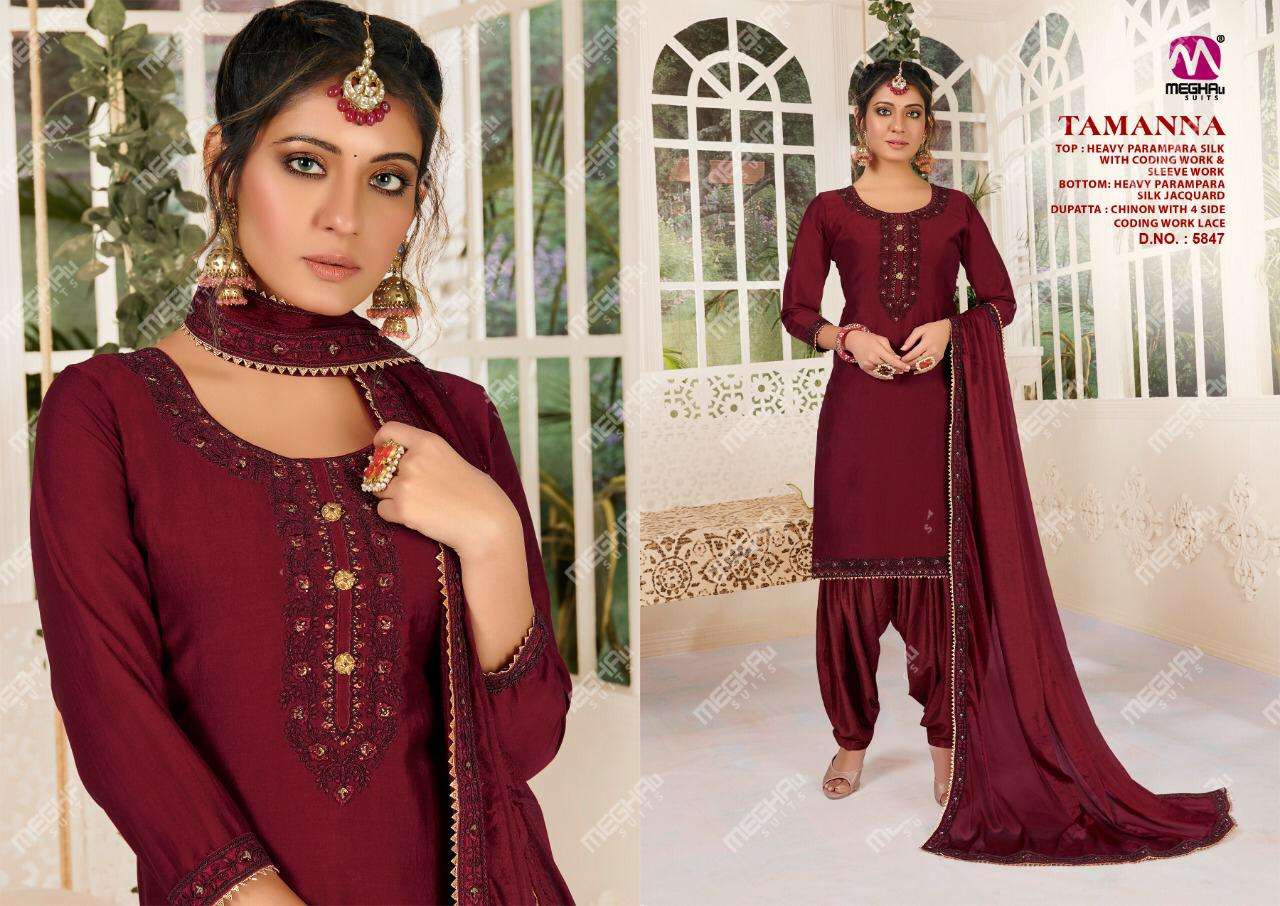 TAMANA BY MEGHALI 5847 TO 5852 SERIES BEAUTIFUL SUITS STYLISH FANCY COLORFUL CASUAL WEAR & ETHNIC WEAR HEAVY PRAMPARA SILK WITH EMBROIDERY DRESSES AT WHOLESALE PRICE