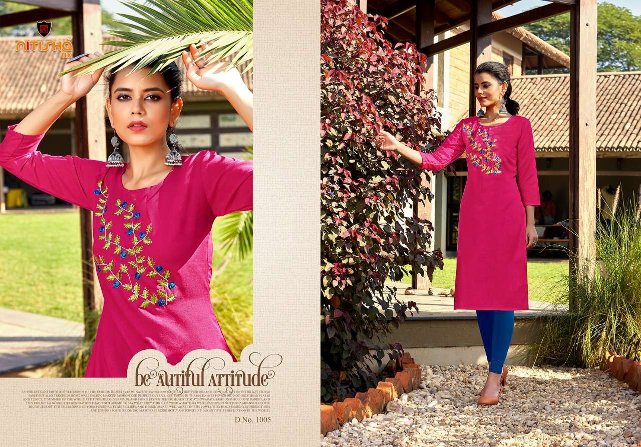 MUL MUL BY NITISHA NX 1001 TO 1012 SERIES STYLISH FANCY BEAUTIFUL COLORFUL CASUAL WEAR & ETHNIC WEAR HEAVY SOFT COTTON SLUB KURTIS AT WHOLESALE PRICE