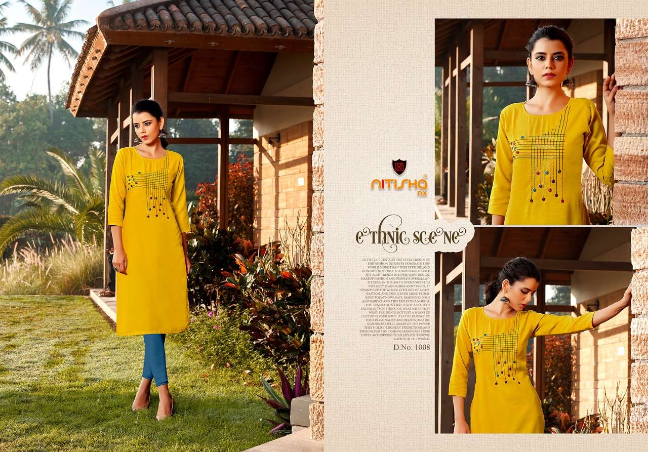 MUL MUL BY NITISHA NX 1001 TO 1012 SERIES STYLISH FANCY BEAUTIFUL COLORFUL CASUAL WEAR & ETHNIC WEAR HEAVY SOFT COTTON SLUB KURTIS AT WHOLESALE PRICE