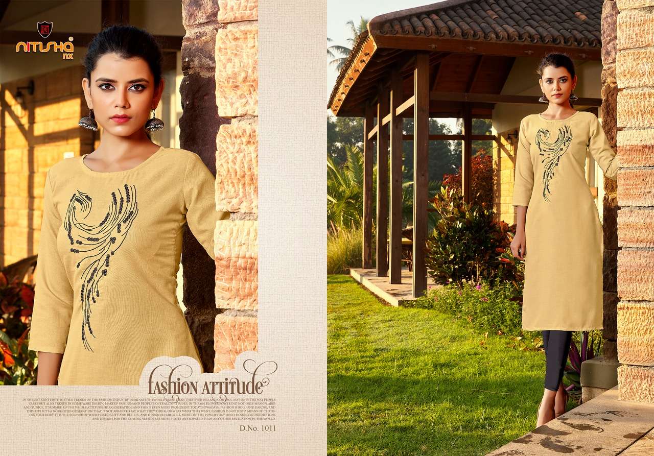 MUL MUL BY NITISHA NX 1001 TO 1012 SERIES STYLISH FANCY BEAUTIFUL COLORFUL CASUAL WEAR & ETHNIC WEAR HEAVY SOFT COTTON SLUB KURTIS AT WHOLESALE PRICE