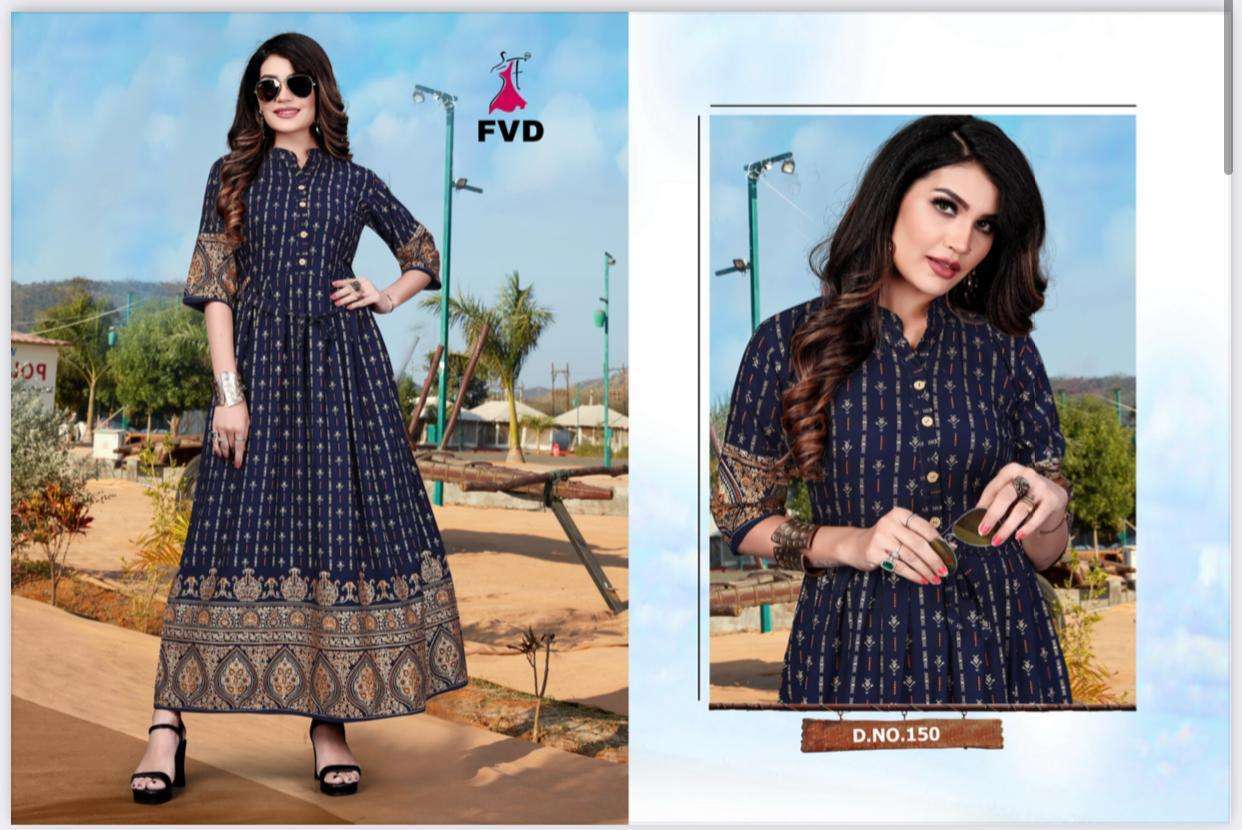 RANG VOL-3 BY FVD 145 TO 154 BEAUTIFUL STYLISH FANCY COLORFUL CASUAL WEAR & ETHNIC WEAR & READY TO WEAR RAYON PRINTED GOWNS AT WHOLESALE PRICE