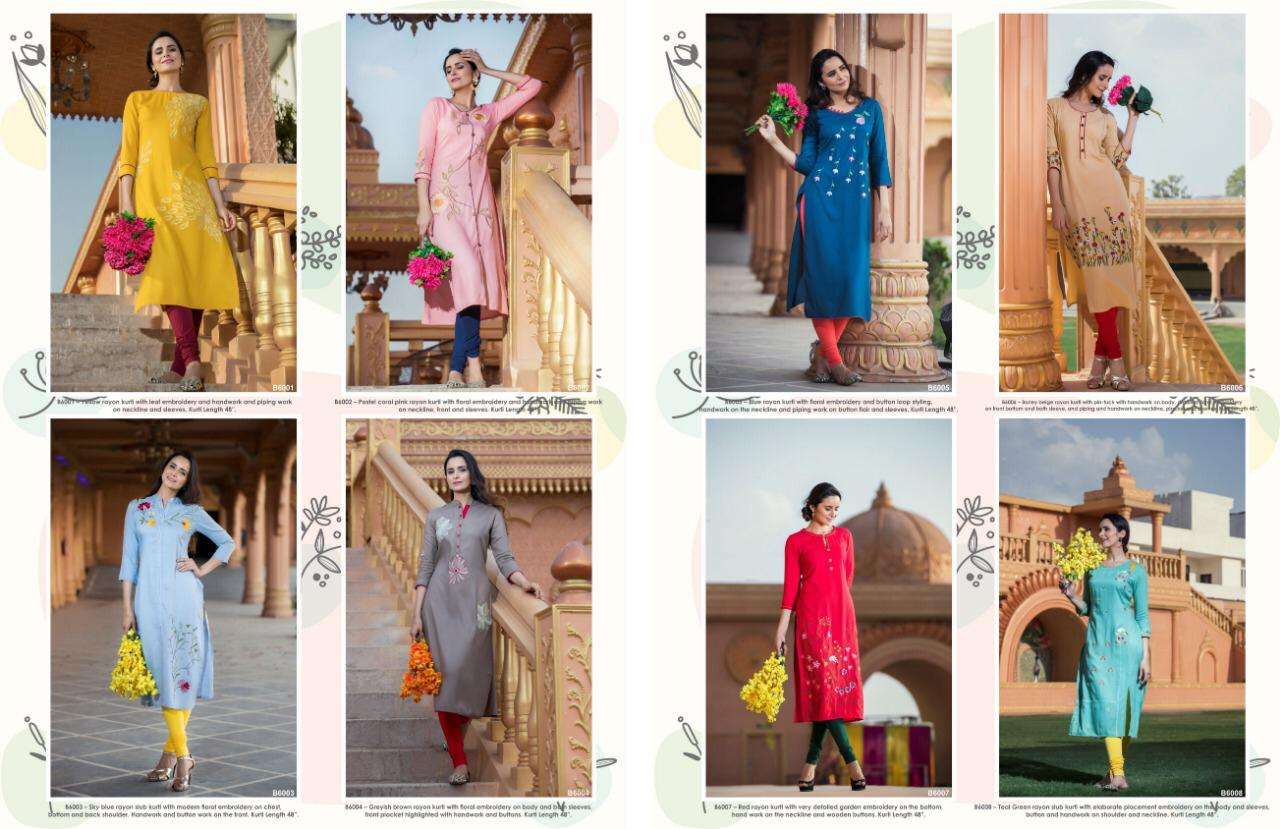 BASICS VOL-6 BY AAKARA 6001 TO 6008 SERIES DESIGNER BEAUTIFUL STYLISH COLORFUL FANCY CASUAL WEAR & ETHNIC WEAR RAYON SLUB KURTIS AT WHOLESALE PRICE