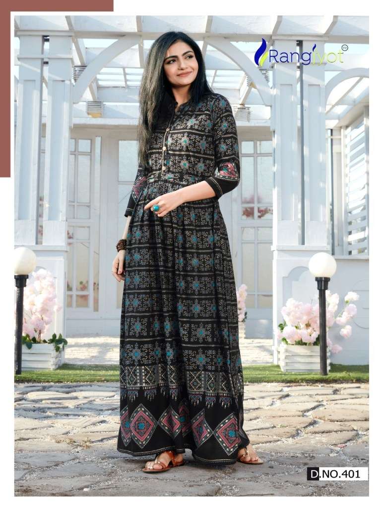 SHEHNAAZ VOL-4 BY RANGJYOT FASHION 401 TO 410 SERIES BEAUTIFUL STYLISH FANCY COLORFUL CASUAL WEAR & ETHNIC WEAR & READY TO WEAR RAYON PRINTED KURTIS AT WHOLESALE PRICE