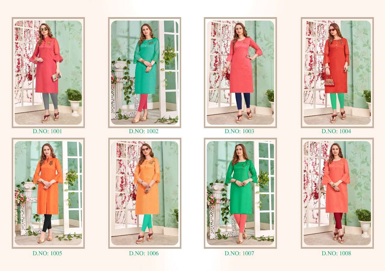 NAZAKAT BY TUNIC HOUSE 1001 TO 1008 SERIES DESIGNER BEAUTIFUL STYLISH FANCY COLORFUL PARTY WEAR & OCCASIONAL WEAR SILK PRINTED KURTIS AT WHOLESALE PRICE