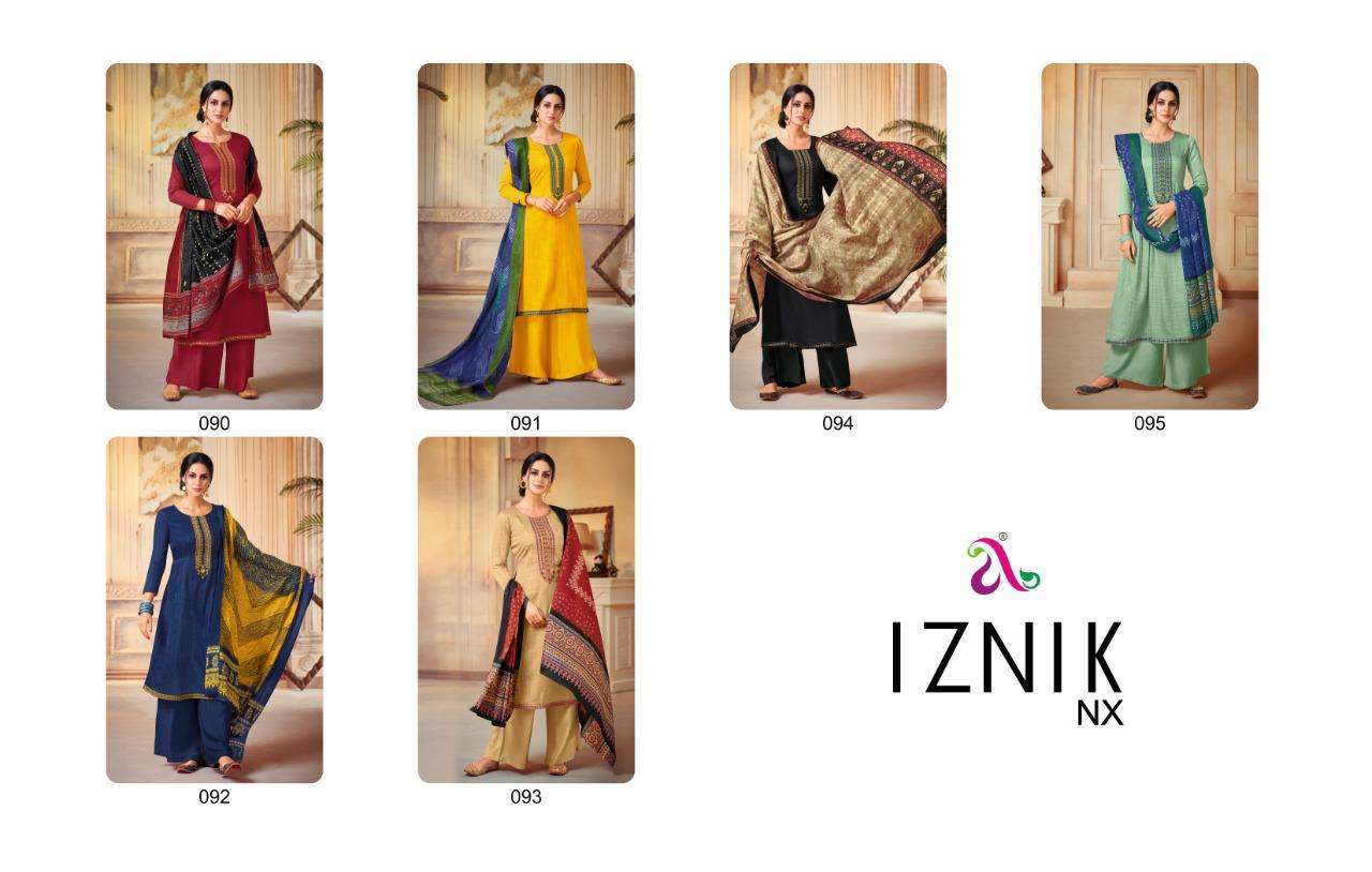 IZNIK NX BY ANGROOP PLUS 090 TO 095 SERIES BEAUTIFUL STYLISH SHARARA SUITS FANCY COLORFUL CASUAL WEAR & ETHNIC WEAR & READY TO WEAR PURE JAM SILK COTTON PRINTED DRESSES AT WHOLESALE PRICE