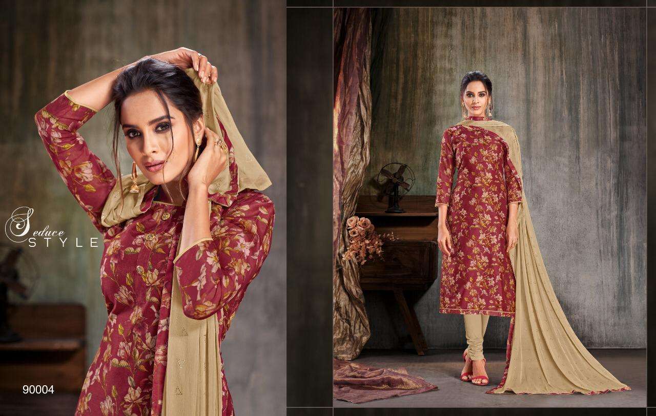 POSH GLORY BY KAPIL TRENDZ 90001 TO 90012 SERIES BEAUTIFUL SUITS STYLISH FANCY COLORFUL PARTY WEAR & OCCASIONAL WEAR CHANDERI DIGITAL PRINTED DRESSES AT WHOLESALE PRICE