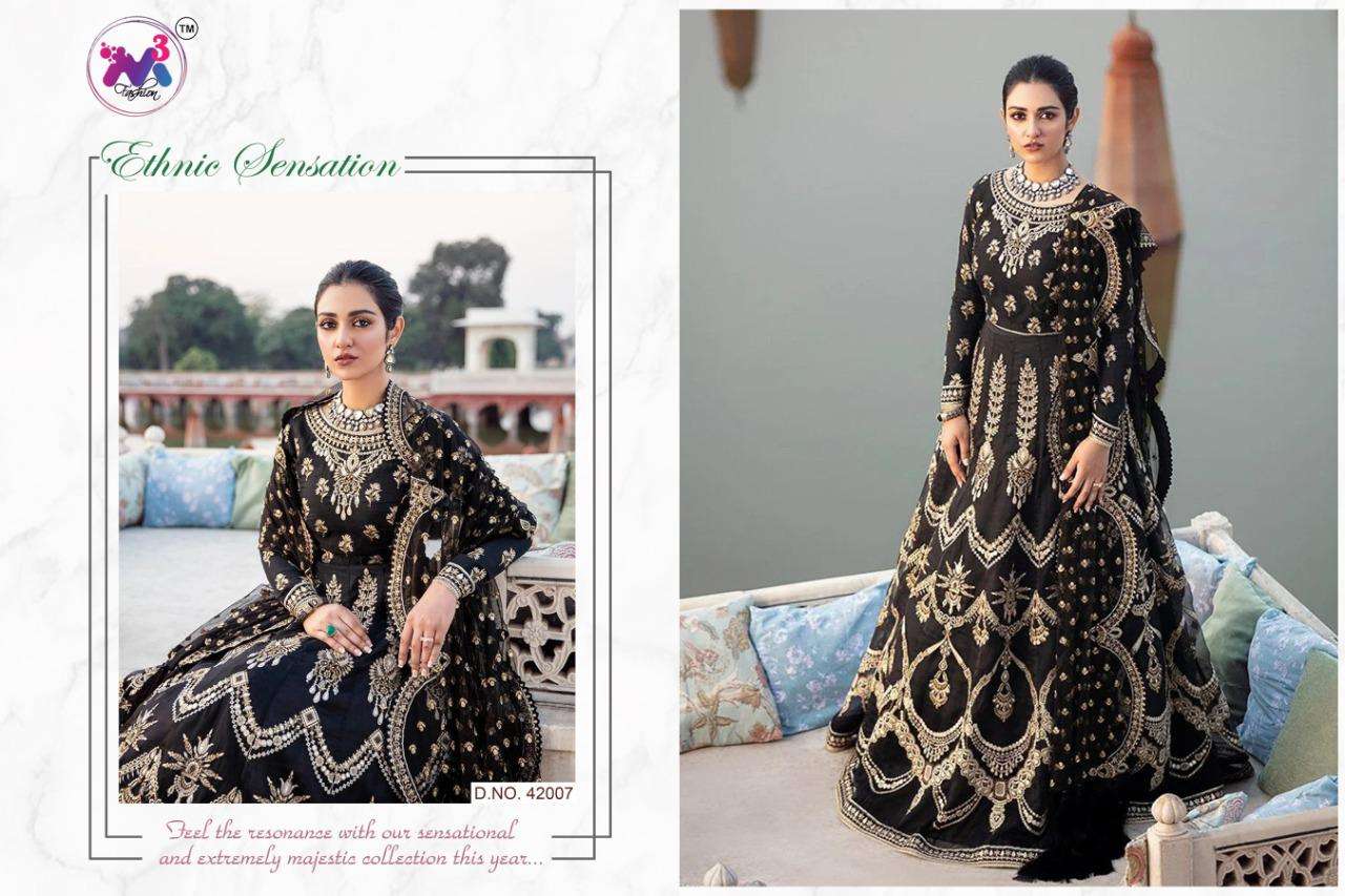 M3 FASHION HIT DESIGN 42007 BY M3 FASHION DESIGNER SUITS BEAUTIFUL FANCY COLORFUL STYLISH PARTY WEAR & OCCASIONAL WEAR FAUX GEORGETTE EMBROIDERED DRESSES AT WHOLESALE PRICE