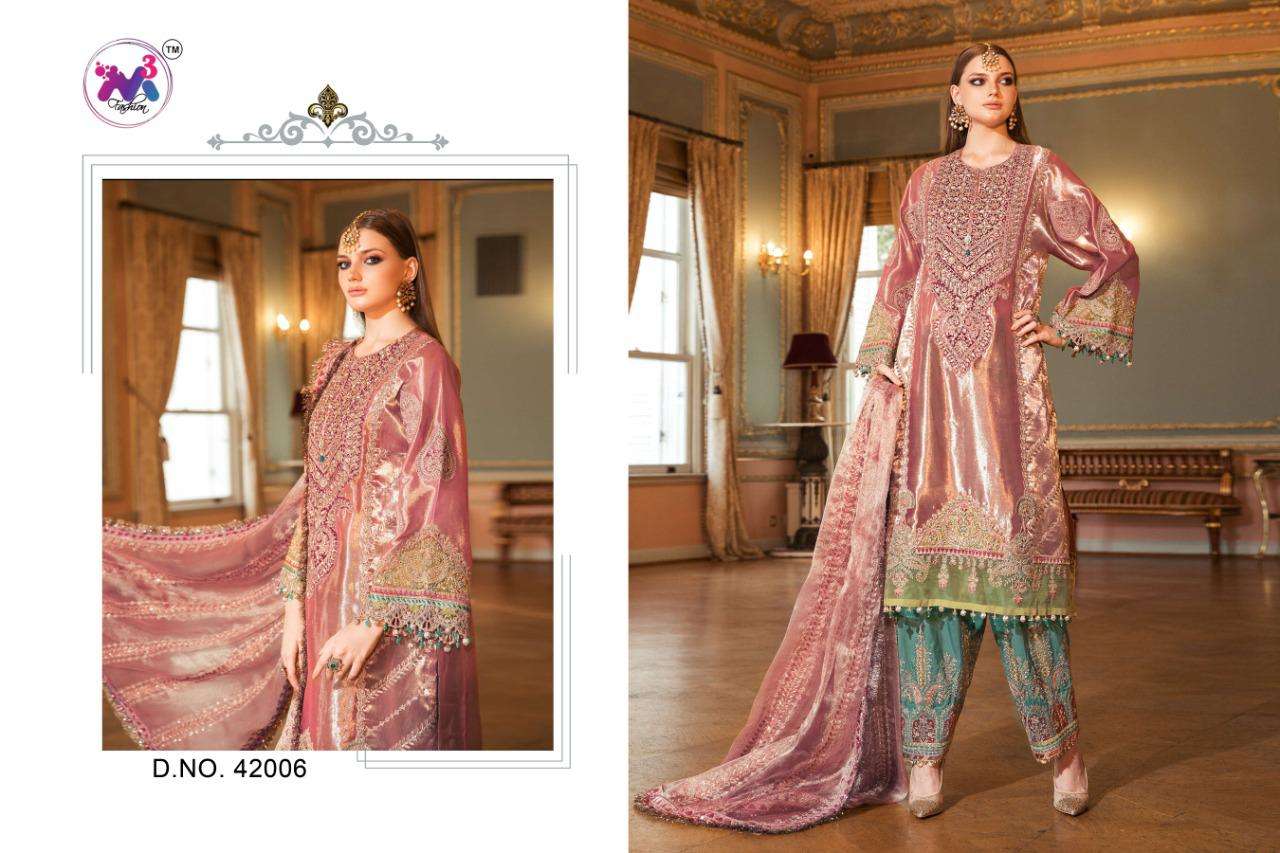 M3 FASHION HIT DESIGN 42006 BY M3 FASHION DESIGNER SUITS BEAUTIFUL FANCY COLORFUL STYLISH PARTY WEAR & OCCASIONAL WEAR JAPAN SATIN SILK EMBROIDERED DRESSES AT WHOLESALE PRICE
