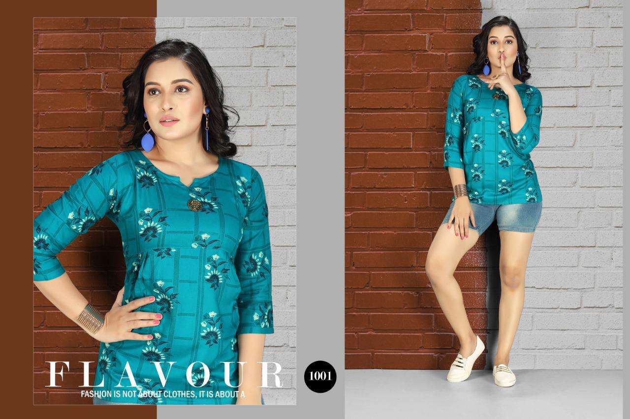 RITVIKA BY S S KURTIS 1001 TO 1008 SERIES BEAUTIFUL COLORFUL STYLISH FANCY CASUAL WEAR & ETHNIC WEAR & READY TO WEAR RAYON PRINTED TOPS AT WHOLESALE PRICE