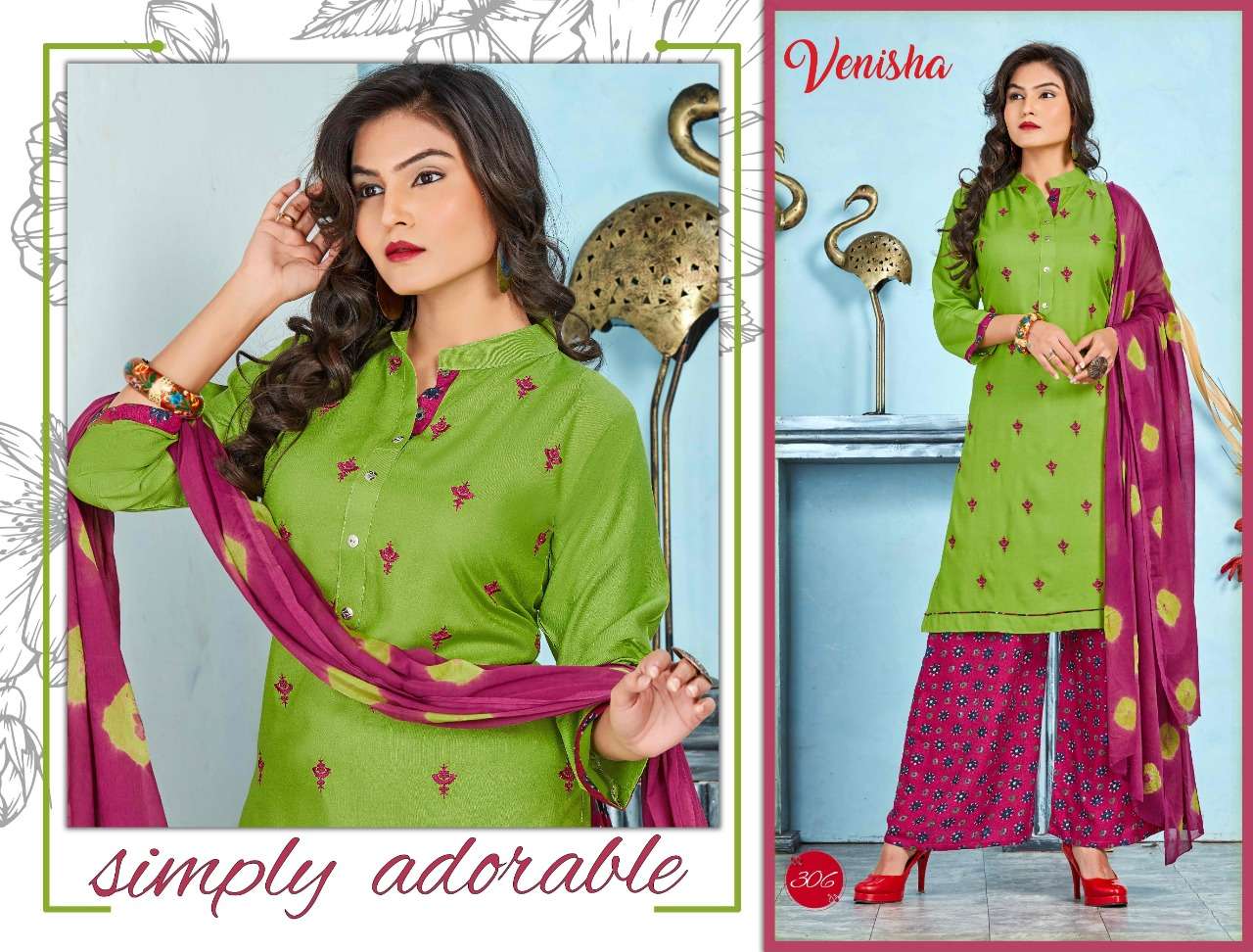 KASHAF VOL-2 BY VENISHA 301 TO 306 SERIES SUITS BEAUTIFUL FANCY COLORFUL STYLISH PARTY WEAR & OCCASIONAL WEAR RAYON EMBROIDERY DRESSES AT WHOLESALE PRICE