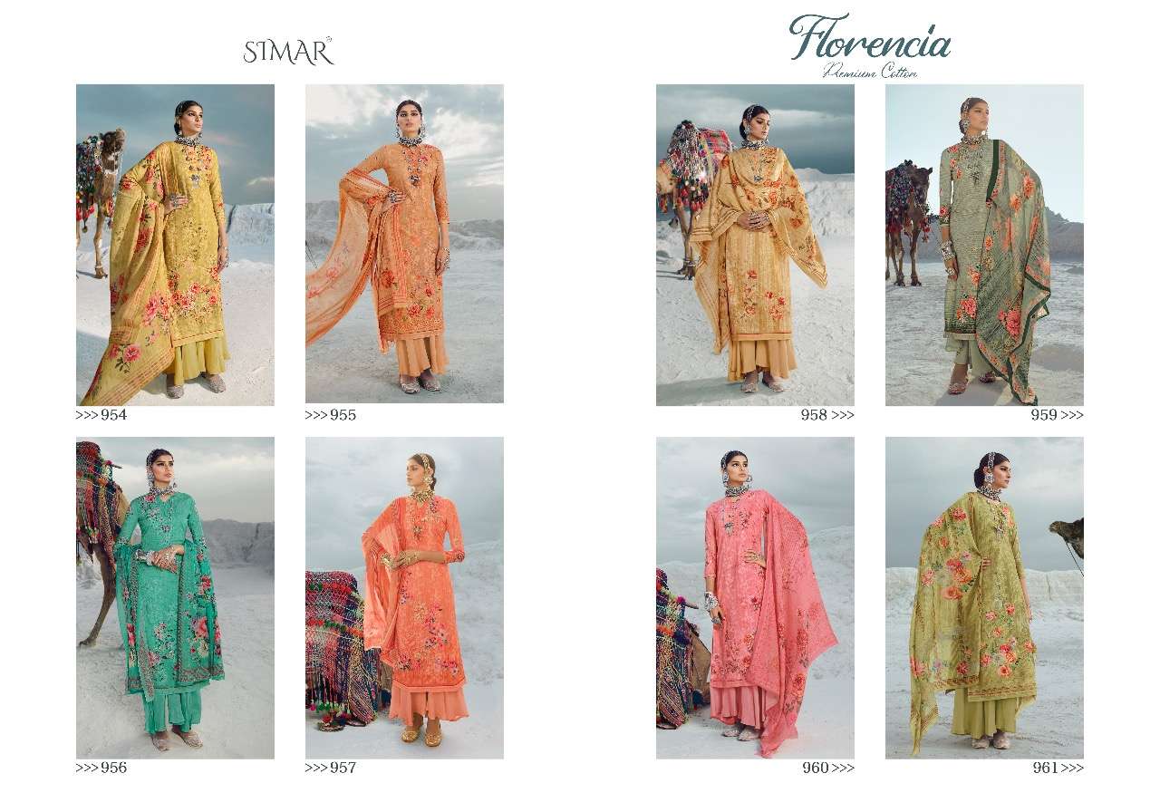FLORENCIA BY GLOSSY 954 TO 961 SERIES DESIGNER SUITS COLLECTION BEAUTIFUL STYLISH FANCY COLORFUL PARTY WEAR & OCCASIONAL WEAR PURE LAWN COTTON EMBROIDERED DRESSES AT WHOLESALE PRICE