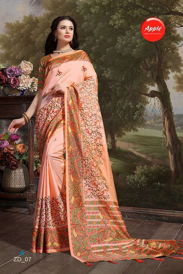 ZODIAC BY APPLE 01 TO 08 SERIES INDIAN TRADITIONAL WEAR COLLECTION BEAUTIFUL STYLISH FANCY COLORFUL PARTY WEAR & OCCASIONAL WEAR SILK SAREES AT WHOLESALE PRICE