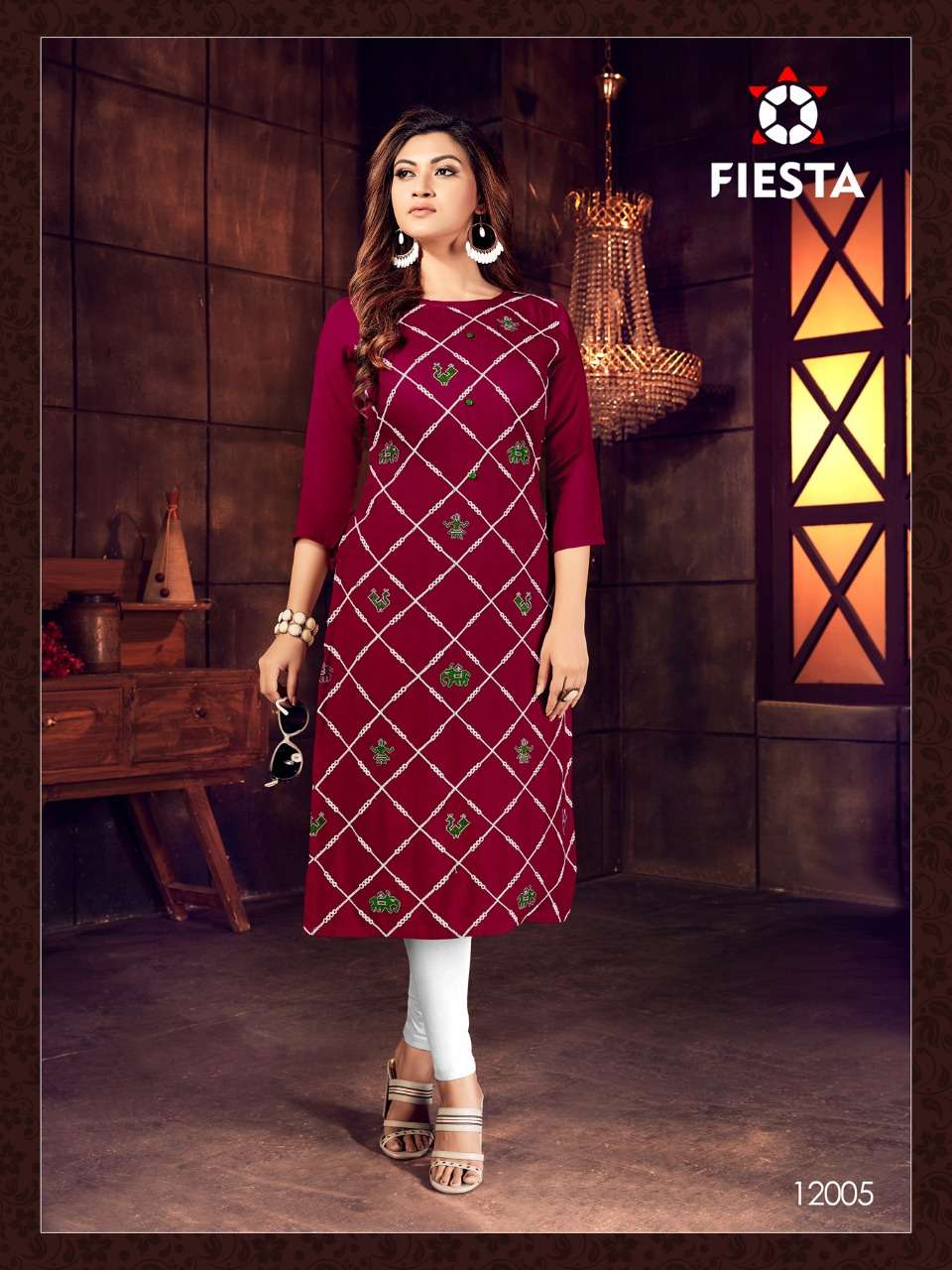 INDIAN CULTURE BY FIESTA 12001 TO 12006 SERIES BEAUTIFUL COLORFUL STYLISH FANCY CASUAL WEAR & ETHNIC WEAR & READY TO WEAR RAYON SLUB PRINTED KURTIS AT WHOLESALE PRICE