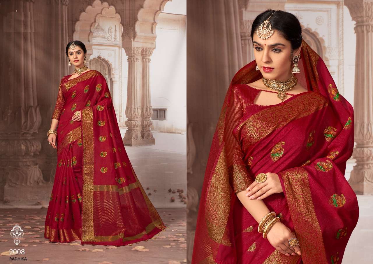 RADHIKA BY SHREE MATARAM 2001 TO 2012 SERIES INDIAN TRADITIONAL WEAR COLLECTION BEAUTIFUL STYLISH FANCY COLORFUL PARTY WEAR & OCCASIONAL WEAR CHANDERI COTTON SAREES AT WHOLESALE PRICE