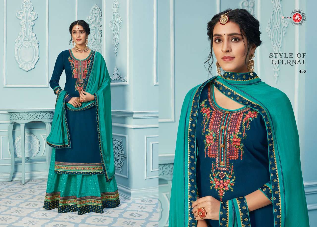 KADAMBRI VOL-4 BY TRIPLE AAA 431 TO 436 DESIGNER FESTIVE SUITS COLLECTION BEAUTIFUL STYLISH FANCY COLORFUL PARTY WEAR & OCCASIONAL WEAR SILK EMBROIDERED DRESSES AT WHOLESALE PRICE