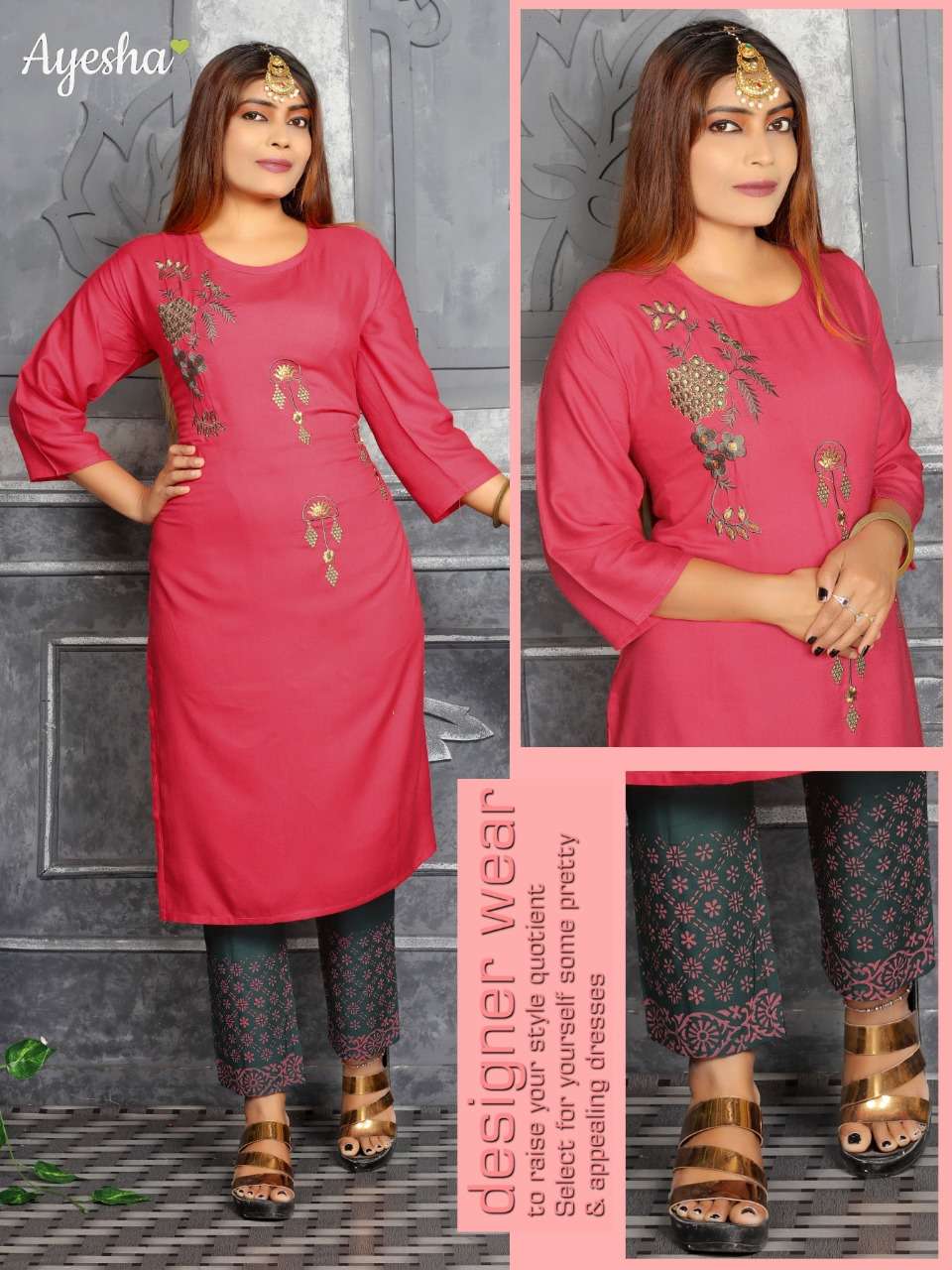 SHIVANI BY AYESHA 1001 TO 1006 SERIES BEAUTIFUL SUITS STYLISH FANCY COLORFUL CASUAL WEAR & ETHNIC WEAR RAYON EMBROIDERED KURTIS WITH BOTTOM AT WHOLESALE PRICE