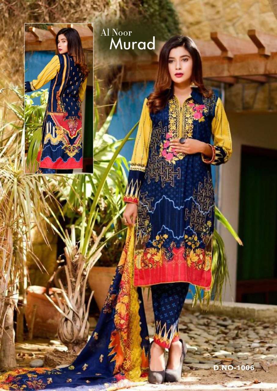 MURAD BY FAB M 1001 TO 1008 SERIES BEAUTIFUL SUITS COLORFUL STYLISH FANCY CASUAL WEAR & ETHNIC WEAR COTTON DRESSES AT WHOLESALE PRICE