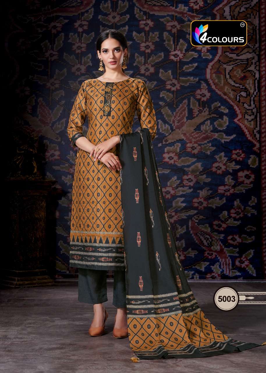 RAJWADI BY 4 COLOURS 5001 TO 5005 SERIES BEAUTIFUL STYLISH PAKISATNI SUITS FANCY COLORFUL CASUAL WEAR & ETHNIC WEAR & READY TO WEAR PURE HANDLOOM DIGITAL PRINTED DRESSES AT WHOLESALE PRICE