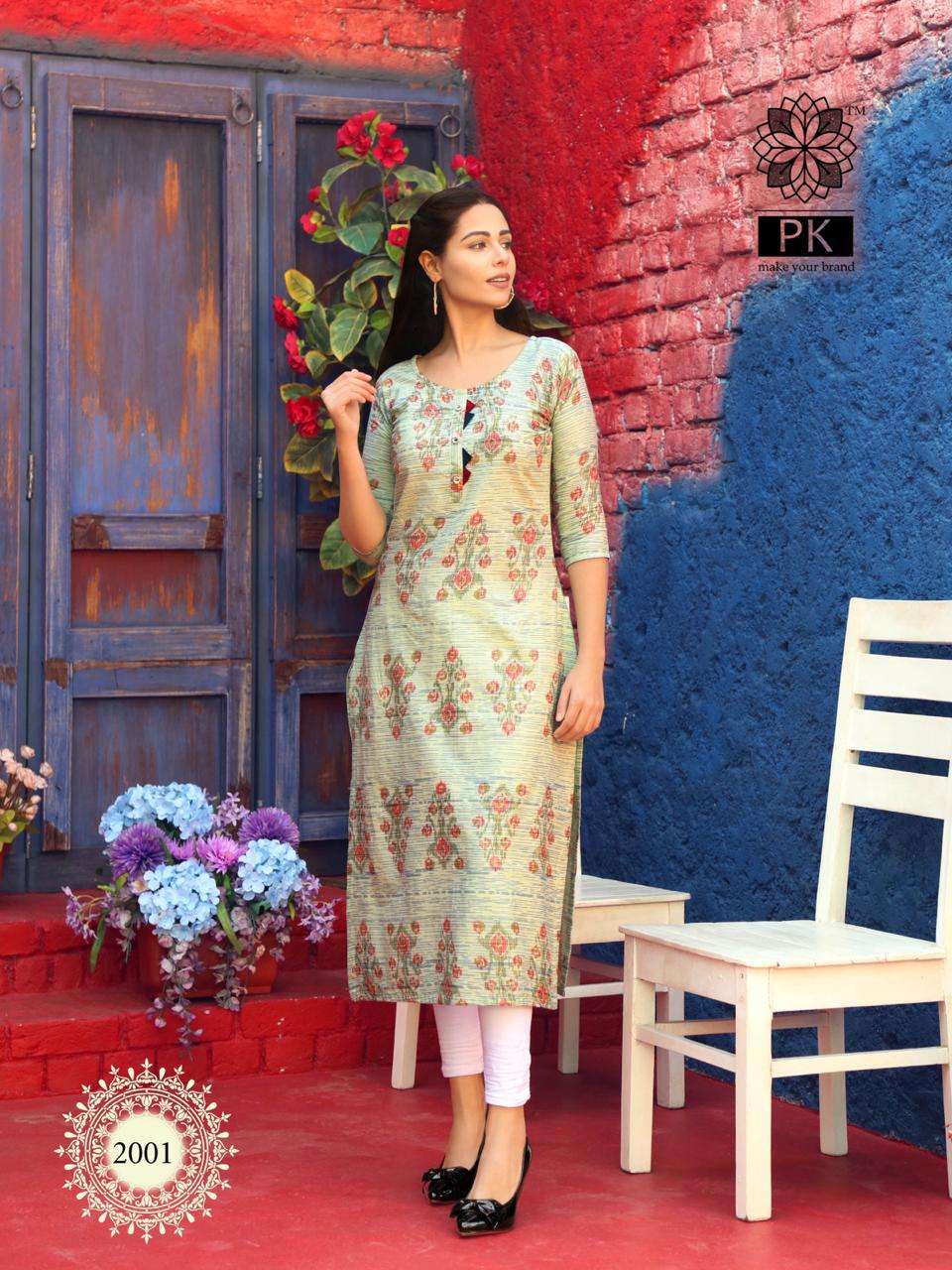 FASHION TREND VOL-2 BY PK 2001 TO 2007 SERIES STYLISH FANCY BEAUTIFUL COLORFUL CASUAL WEAR & ETHNIC WEAR HEAVY COTTON KURTIS AT WHOLESALE PRICE
