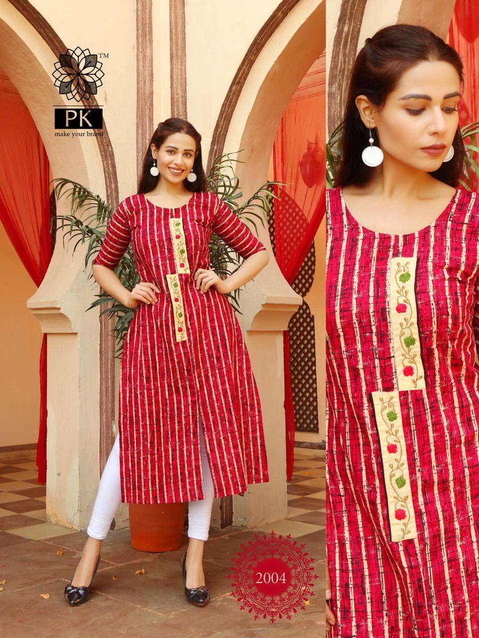 FASHION TREND VOL-2 BY PK 2001 TO 2007 SERIES STYLISH FANCY BEAUTIFUL COLORFUL CASUAL WEAR & ETHNIC WEAR HEAVY COTTON KURTIS AT WHOLESALE PRICE