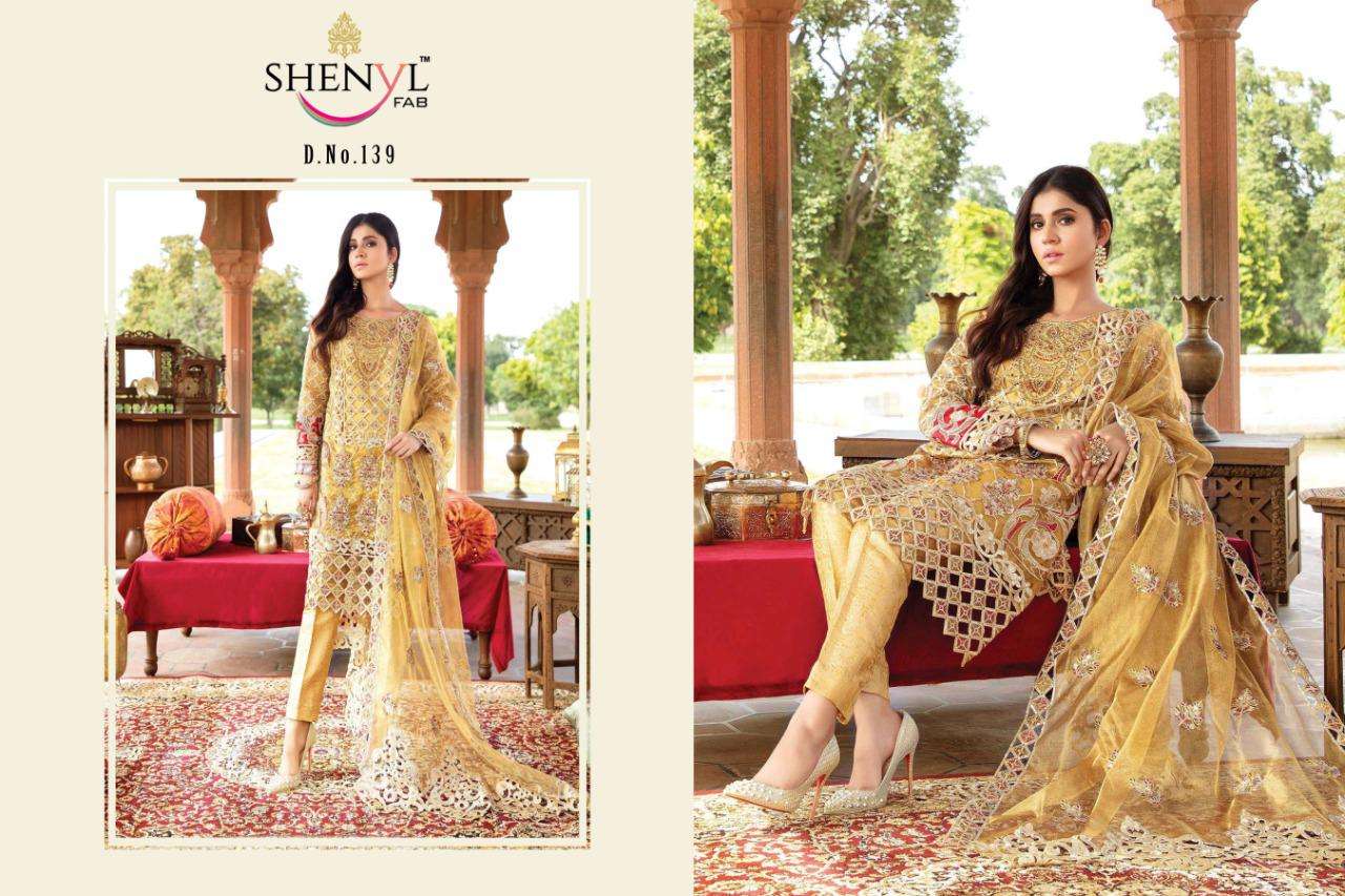 HAPPY NEW YEAR BY SHENYL FAB DESIGNER BEAUTIFUL SUITS COLORFUL STYLISH FANCY CASUAL WEAR & ETHNIC WEAR PURE BUTTERFLY NET WITH EMBROIDERED DRESSES AT WHOLESALE PRICE