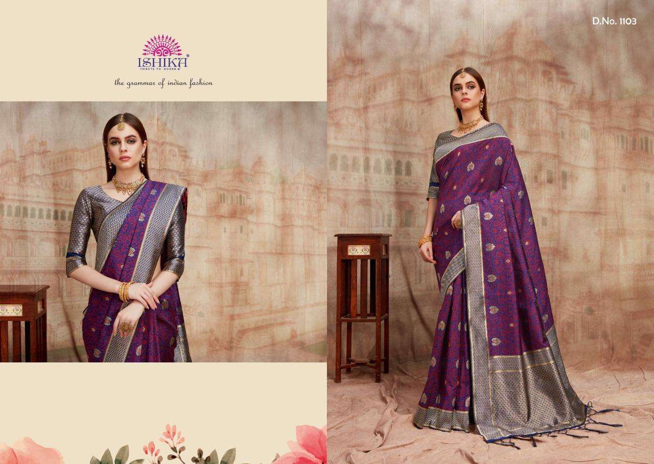 DREAM COLLECTION BY ISHIKA 1101 TO 1108 SERIES INDIAN TRADITIONAL WEAR COLLECTION BEAUTIFUL STYLISH FANCY COLORFUL PARTY WEAR & OCCASIONAL WEAR RICH SILK SAREES AT WHOLESALE PRICE