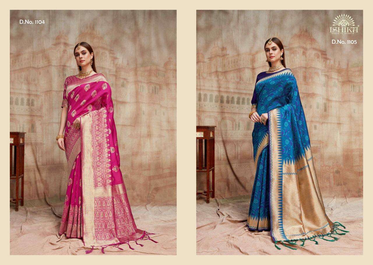 DREAM COLLECTION BY ISHIKA 1101 TO 1108 SERIES INDIAN TRADITIONAL WEAR COLLECTION BEAUTIFUL STYLISH FANCY COLORFUL PARTY WEAR & OCCASIONAL WEAR RICH SILK SAREES AT WHOLESALE PRICE