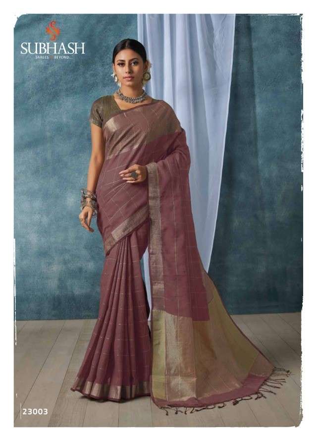 AURA VOL-2 BY SUBHASH SAREES 23001 TO 23008 SERIES INDIAN TRADITIONAL WEAR COLLECTION BEAUTIFUL STYLISH FANCY COLORFUL PARTY WEAR & OCCASIONAL WEAR LINEN SAREES AT WHOLESALE PRICE