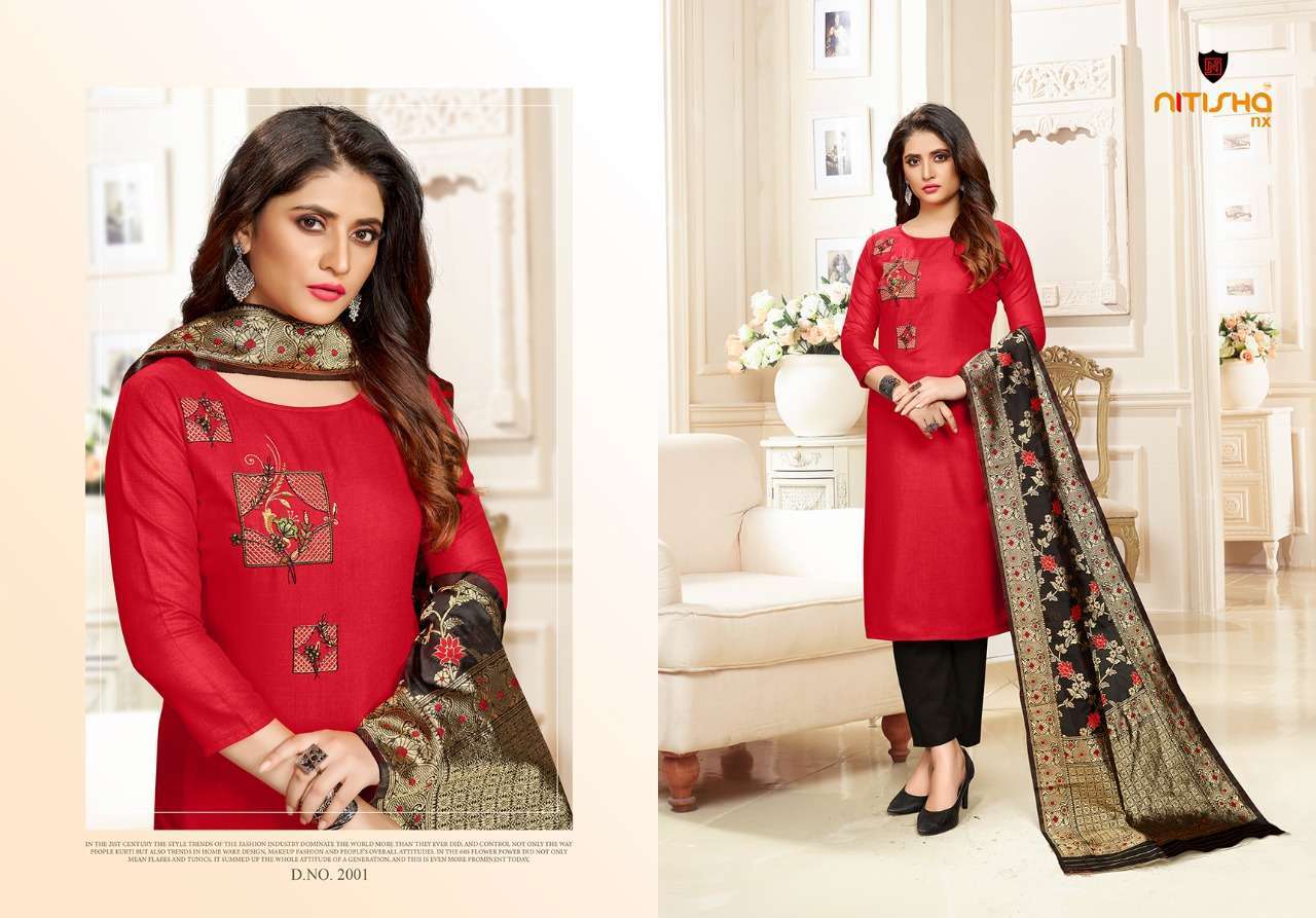 FEMINA VOL-2 BY NITISHA NX 2001 TO 2006 SERIES DESIGNER BEAUTIFUL SUITS COLORFUL STYLISH FANCY CASUAL WEAR & ETHNIC WEAR HEAVY COTTON SLUB WORK DRESSES AT WHOLESALE PRICE